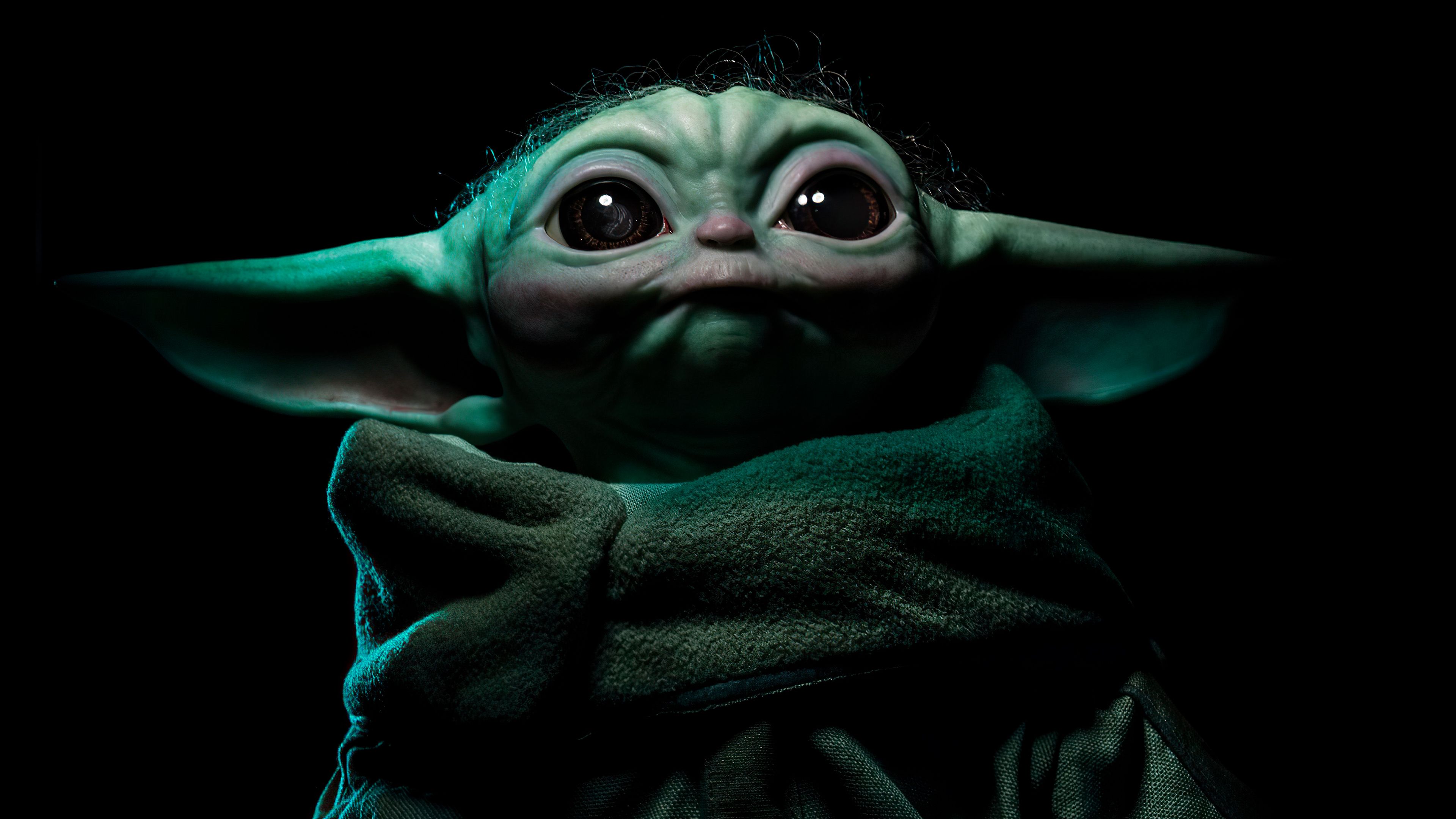 Grogu, Porträt, Dunkel, Große Augen, Star Wars, 4K, Desktop-Hintergrund für Windows