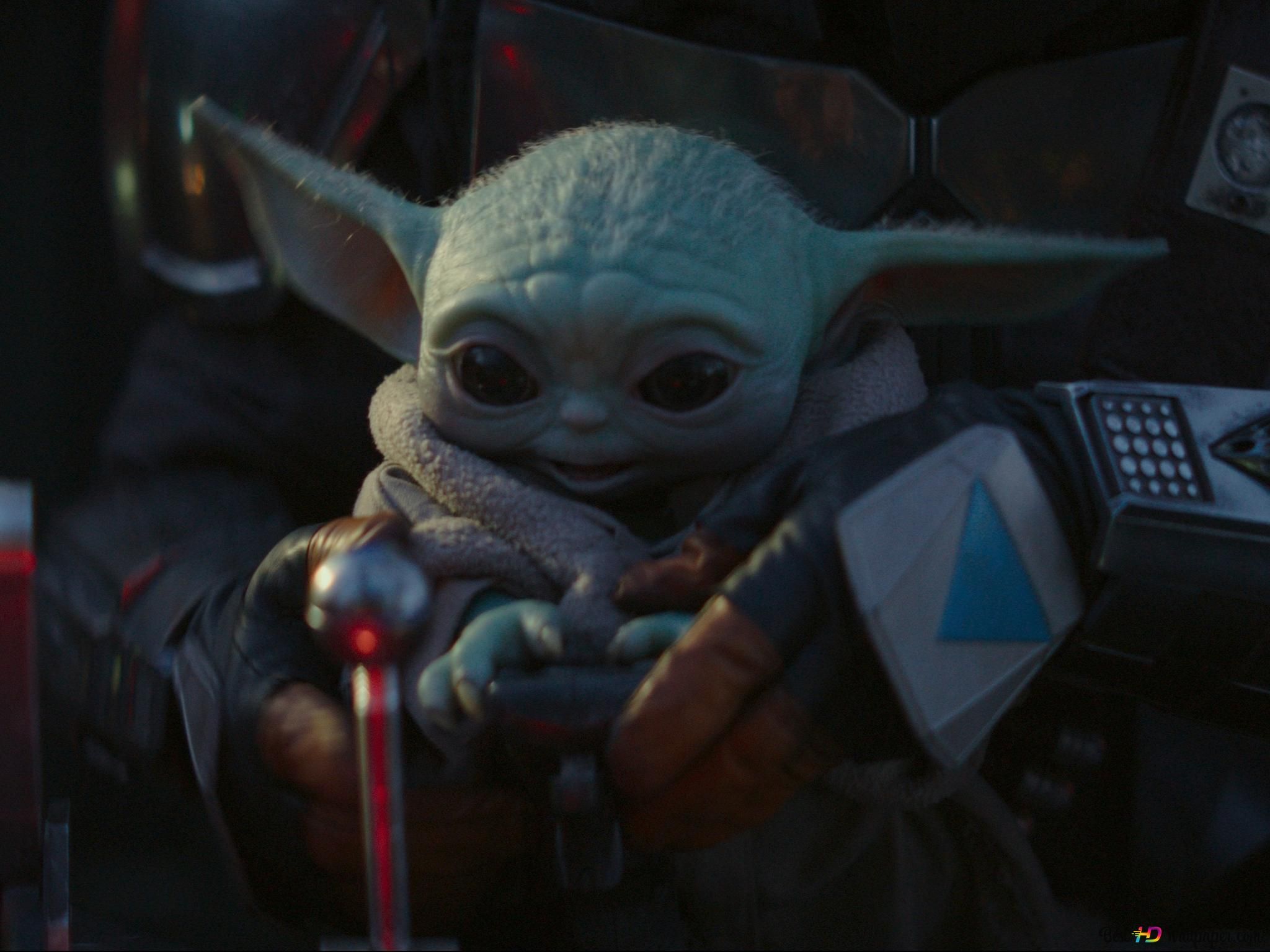 Grogu, Cockpit, Raumschiff, Steuerknüppel, The Mandalorian, Full HD, iPad-Hintergrundbild
