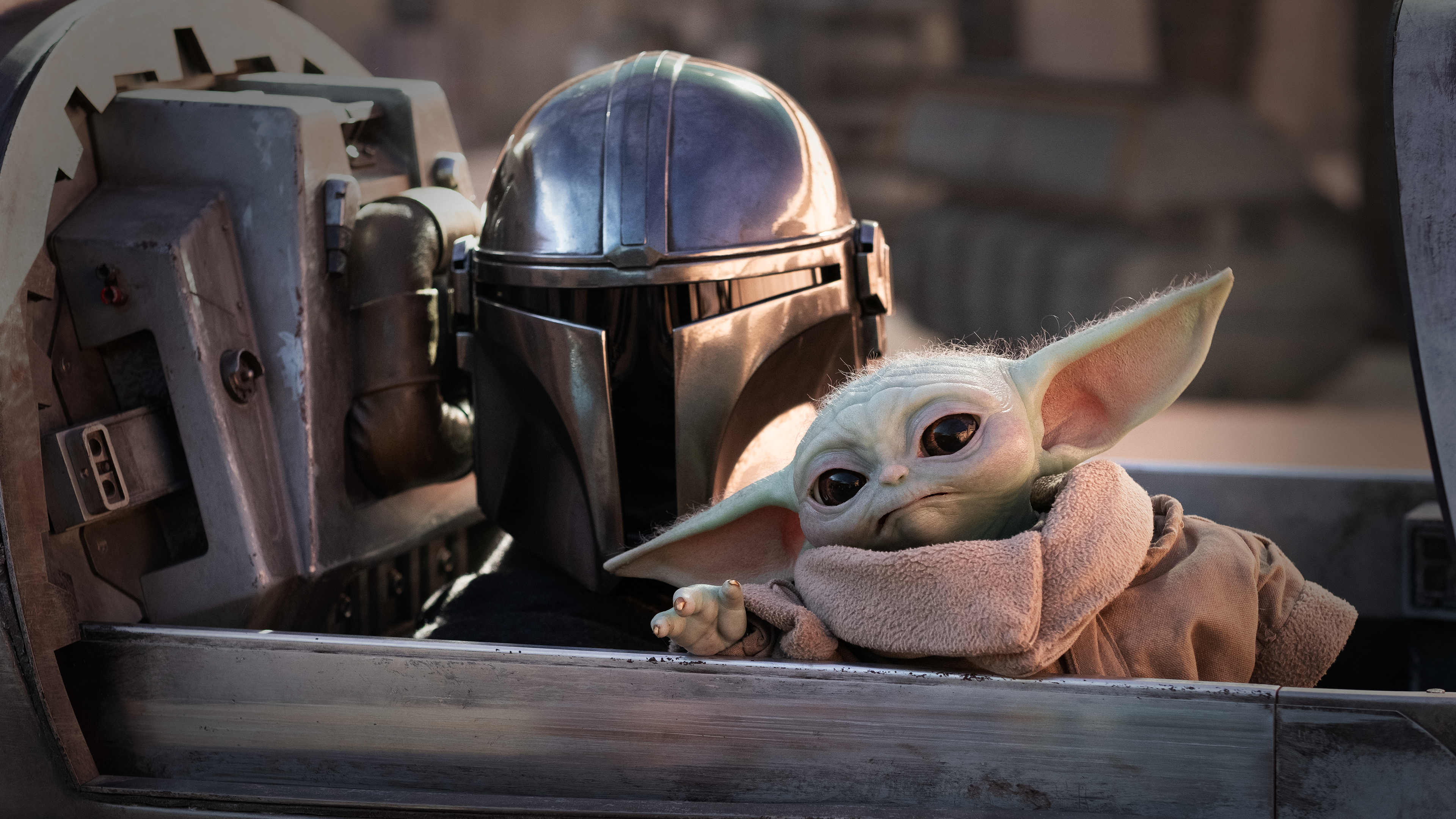 Grogu, Der Mandalorianer, Din Djarin, The Mandalorian, Raumschiff, 3840x2160, PC-Hintergrundbild