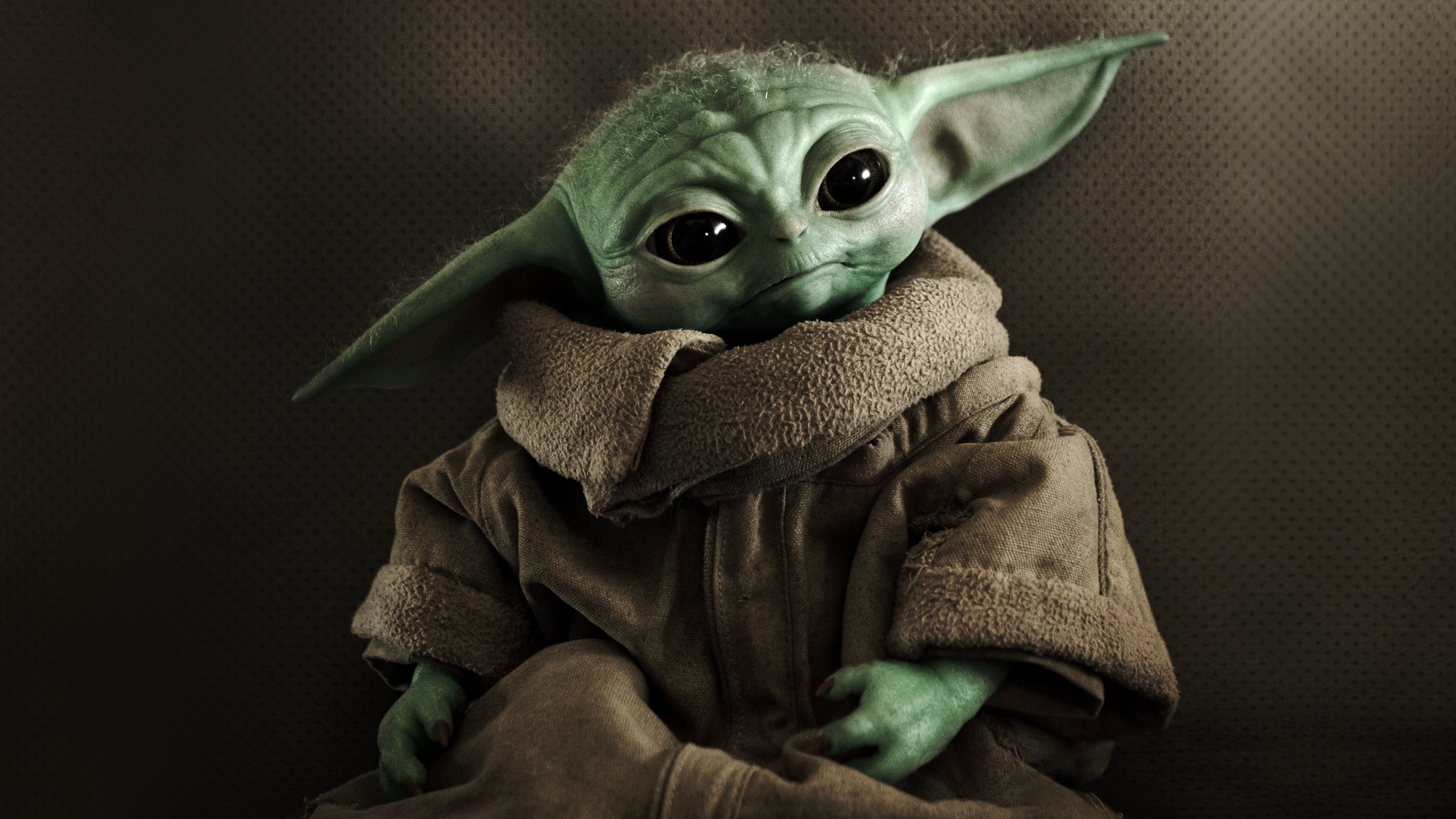 Grogu, Das Kind, Dunkler Hintergrund, Mantel, Niedlich, 4K Wallpaper