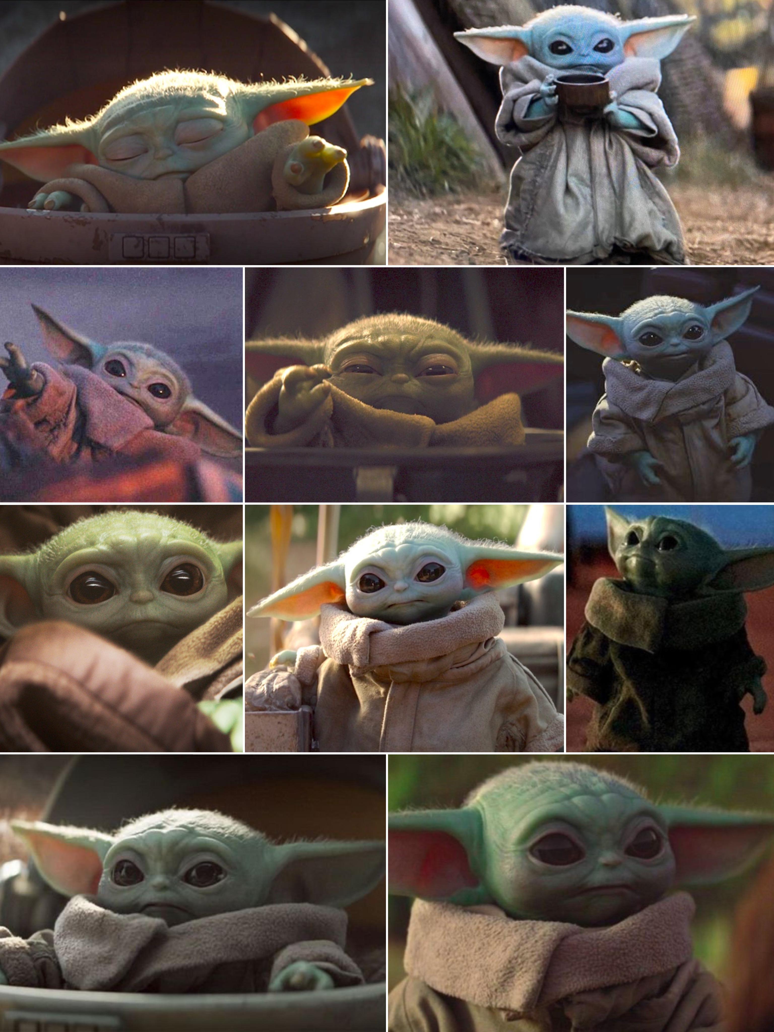 Grogu, Collage, Star Wars, Szenen, Niedlich, QHD+, Hintergrundbild fürs Tablet