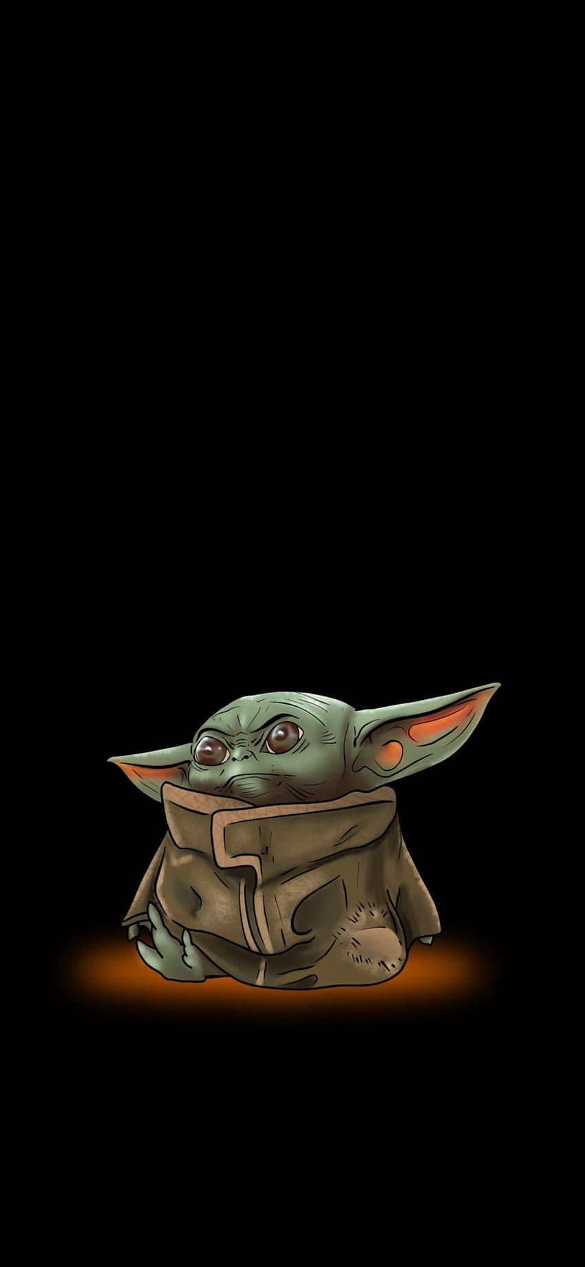 Grogu, Schwarzer Hintergrund, Minimalismus, Klein, Star Wars, Sperrbildschirm fürs iPhone