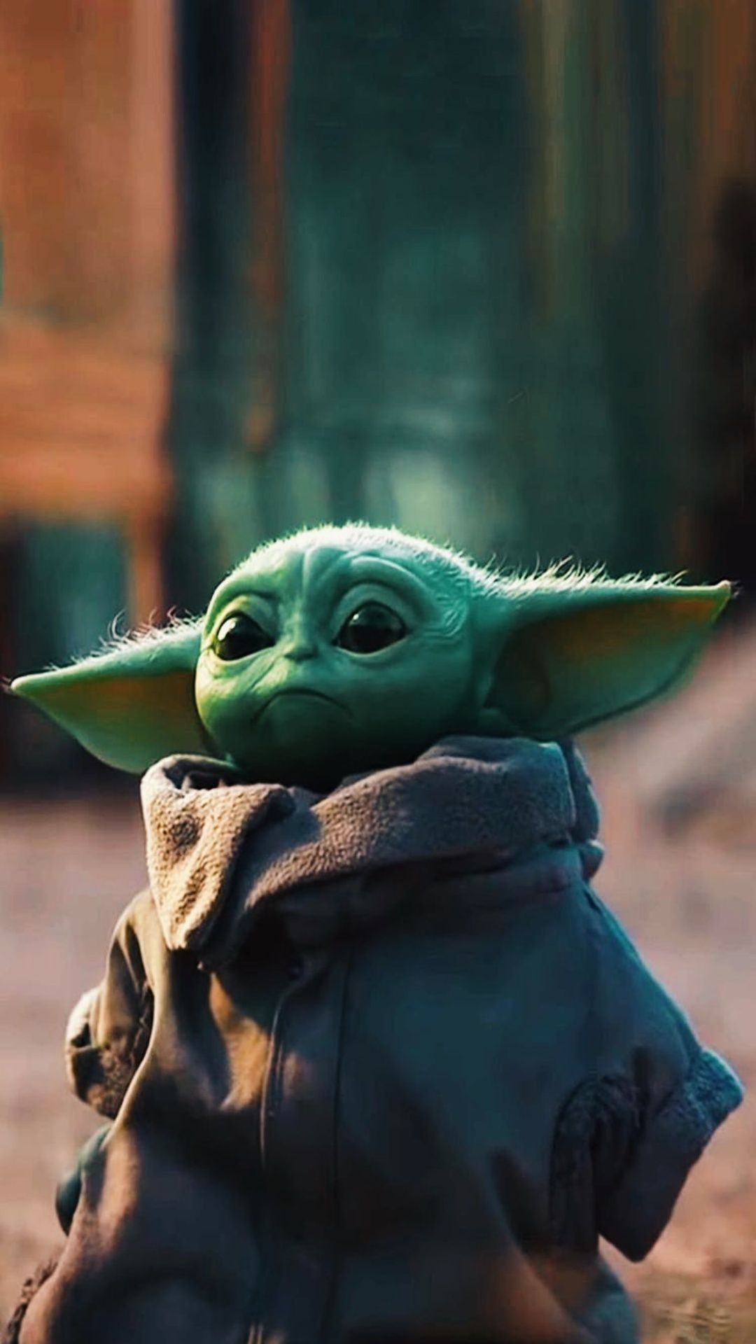 Grogu, Wald, Mantel, Bokeh, The Mandalorian, Full HD, Hintergrundbild fürs Handy
