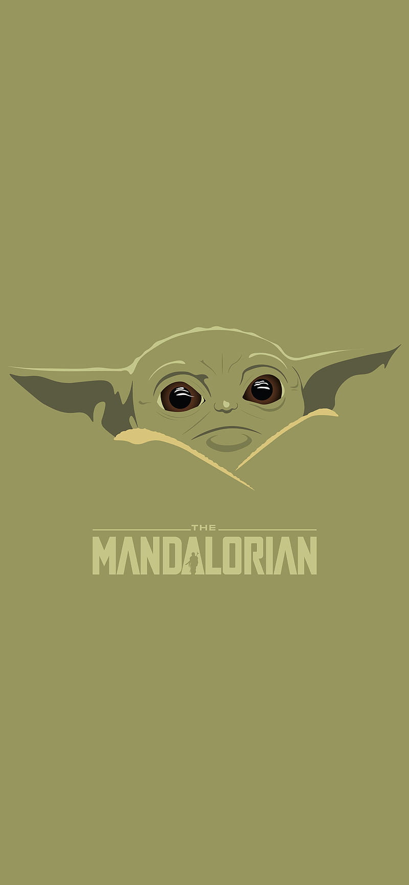 Grogu, The Mandalorian, Schriftzug, Olivgrün, Minimalismus, HD, Handy-Hintergrundbild