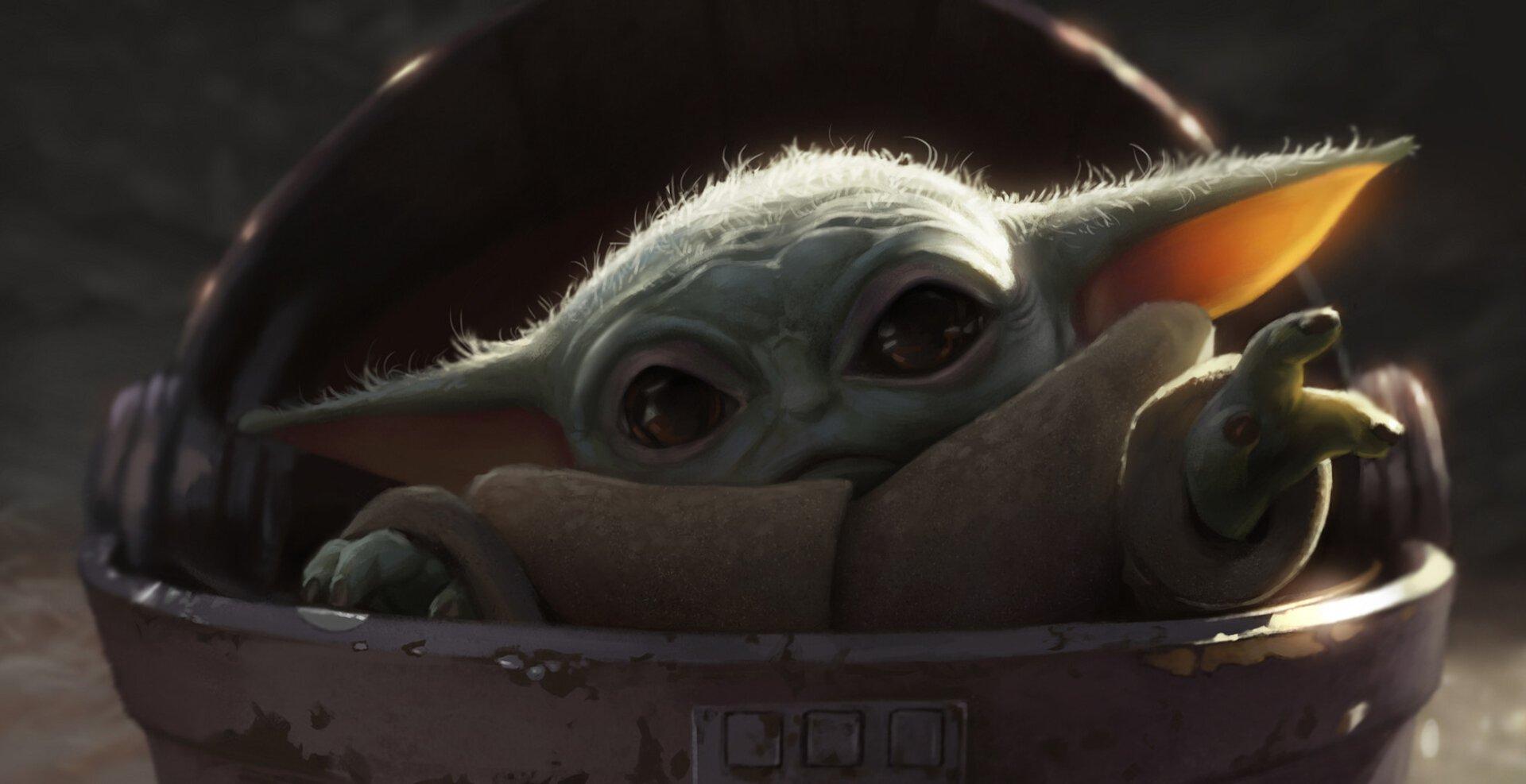 Grogu, Schwebewiege, Dunkel, Hand, Star Wars, Full HD, Desktop-Hintergrund für Windows