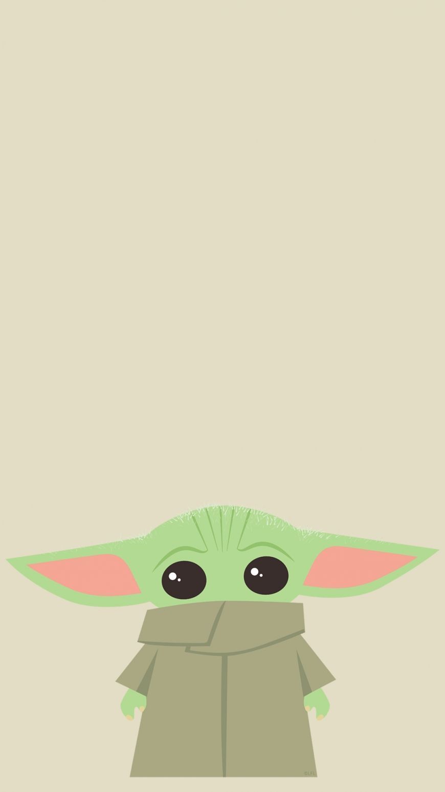 Grogu, Illustration, Beige, Minimalismus, Niedlich, Hintergrundbild für iPhone und Android