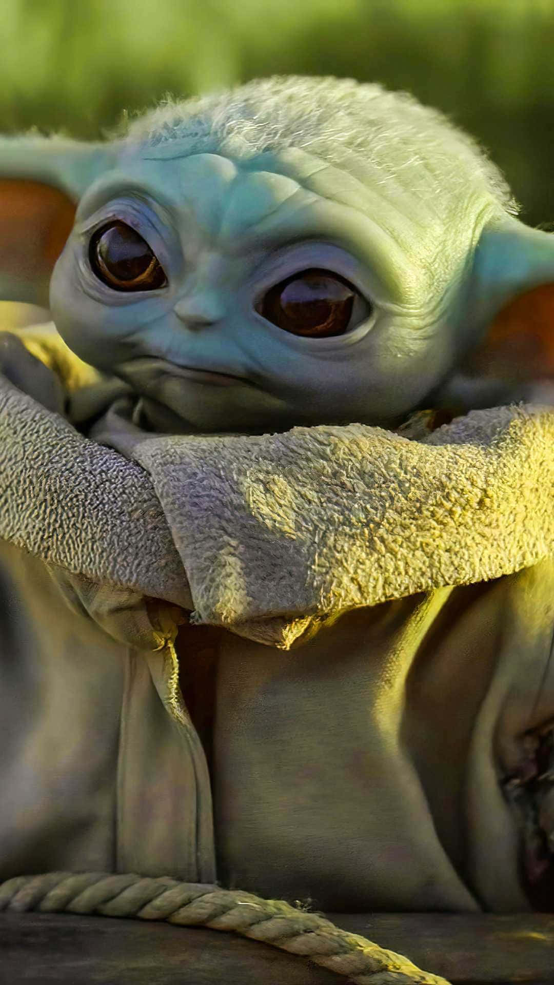 Grogu, Nahaufnahme, Mantel, Große Augen, Niedlich, Full HD, Handy-Hintergrund im Hochformat