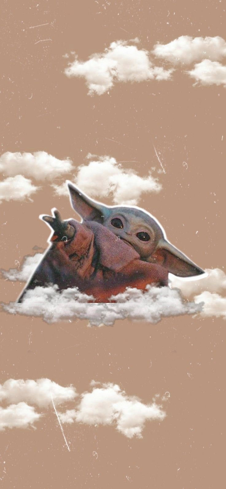 Grogu, Wolken, Beige, Illustration, Muster, HD, Hintergrundbild fürs Handy