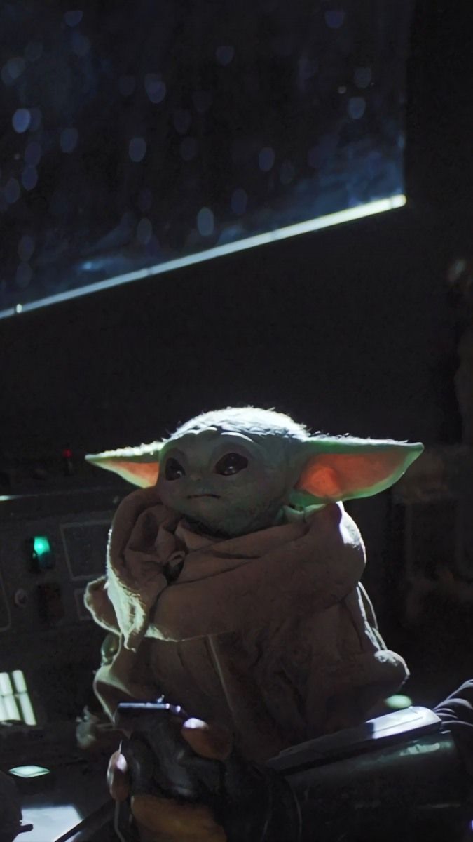 Grogu, Raumschiff, Dunkel, Cockpit, The Mandalorian, Hintergrundbild für iPhone und Android