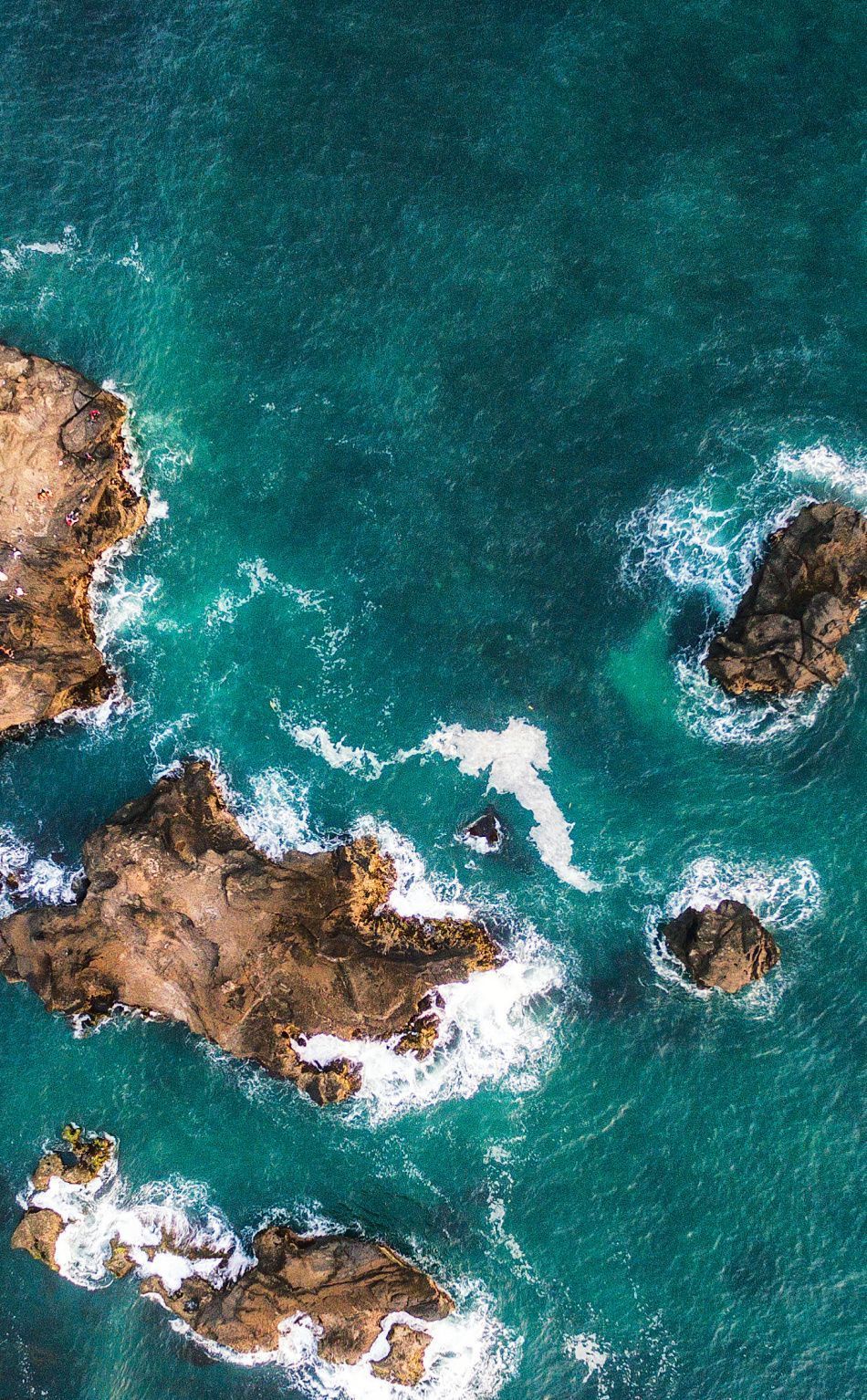 Bali, Luftaufnahme, Felsen, Türkisblaues Meer, Brandung, HD, Handy-Hintergrund