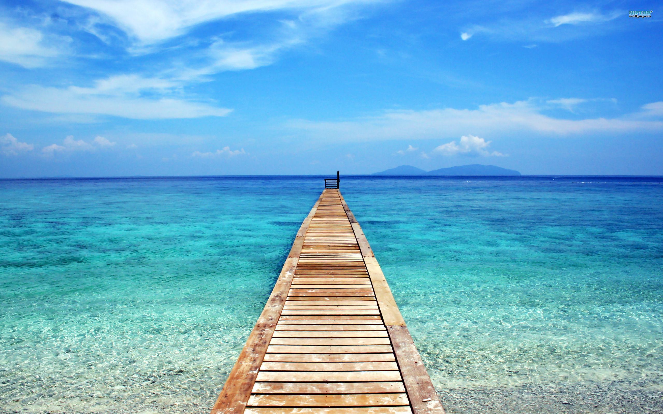 Bali, Steg, Türkisblaues Wasser, Meer, Blauer Himmel, 16:10, 2K-Hintergrundbild für den Desktop