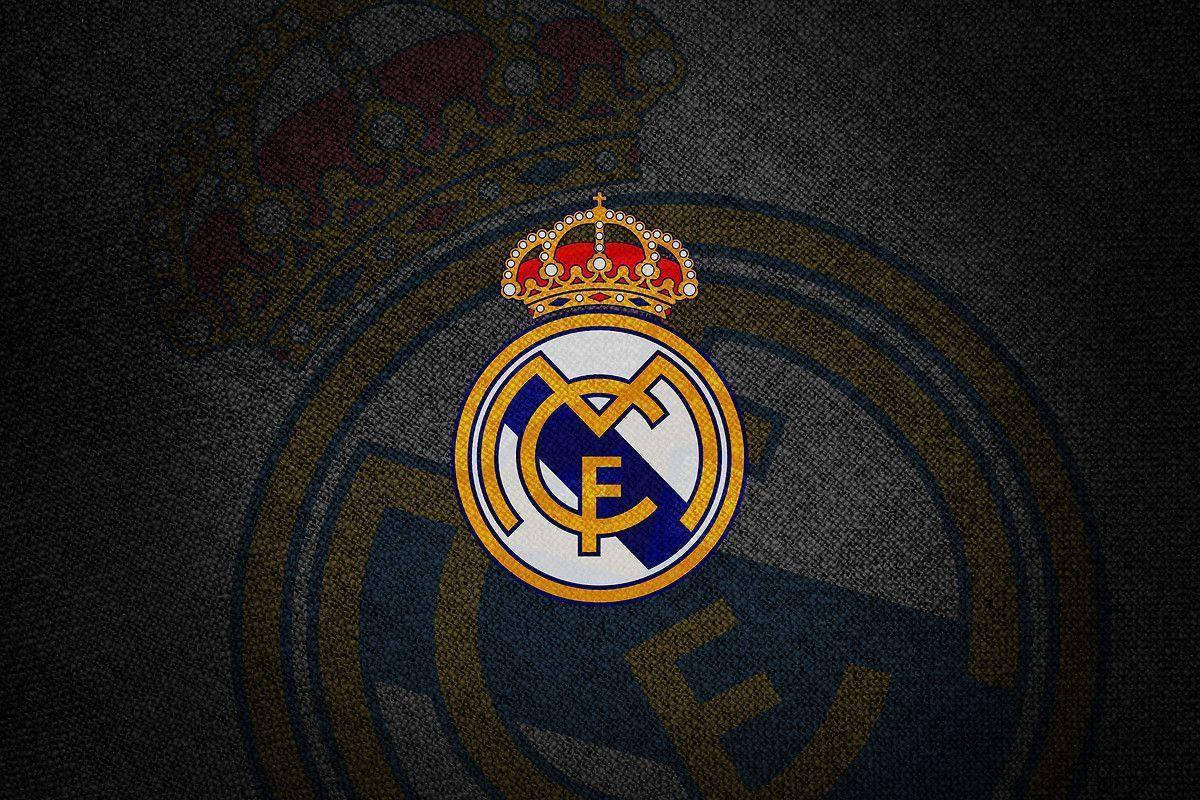 Real Madrid, Wappen, Dunkler Hintergrund, Stoffstruktur, Wallpaper