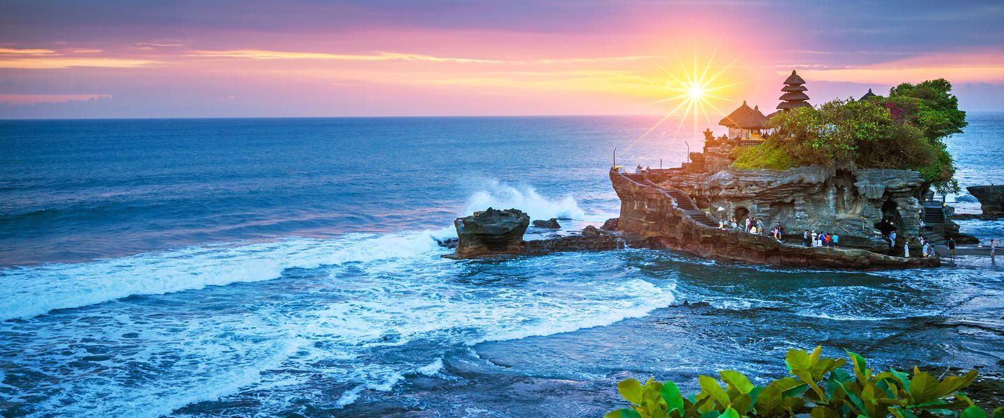 Tanah Lot, Bali, Meerestempel, Sonnenuntergang, Wellen, Felsinsel, HD, PC-Hintergrundbild