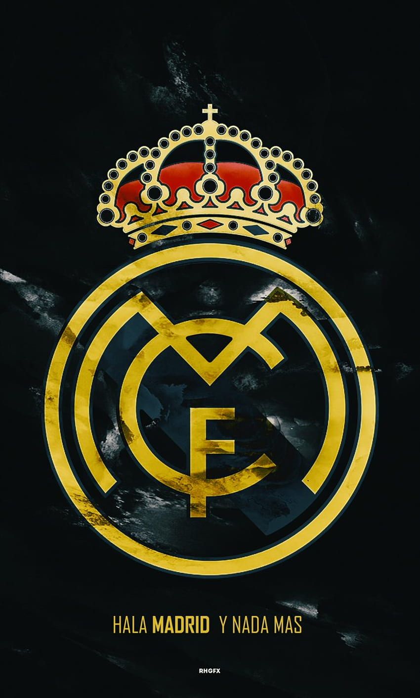 Real Madrid, Goldenes Wappen, Hala Madrid, Schwarz-Gold, Android-Hintergrundbild