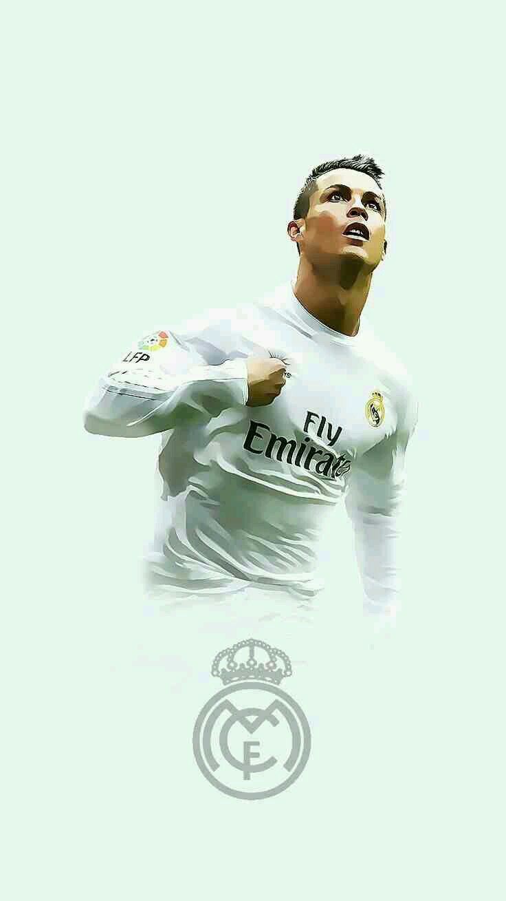 Cristiano Ronaldo, Real Madrid, Mintgrün, Wappen, Minimalistisch, HD, Handy-Hintergrundbild