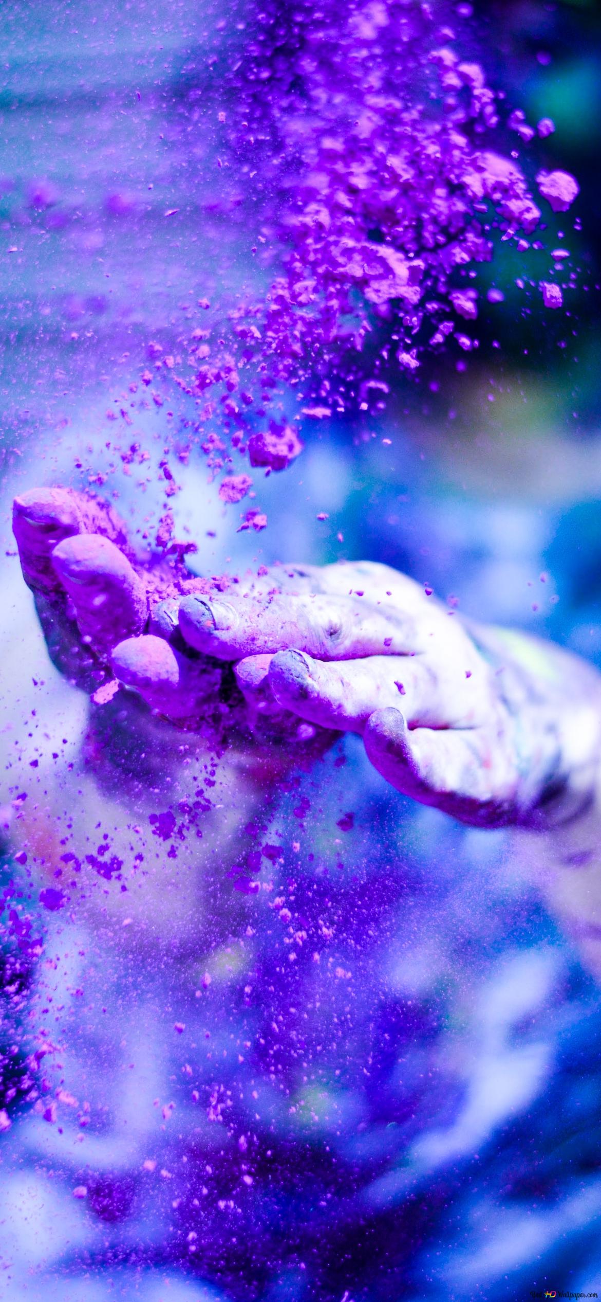 Lila Blumen, Fantasy, Glitzer, Violett, Digitale Kunst, Full HD, Handy-Hintergrund im Hochformat