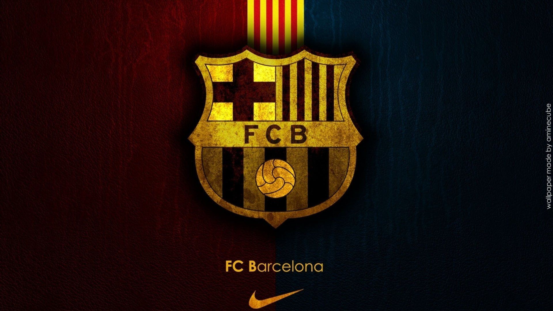 FC Barcelona, Vereinswappen, Nike, Gold, Dunkler Hintergrund, Full HD Wallpaper
