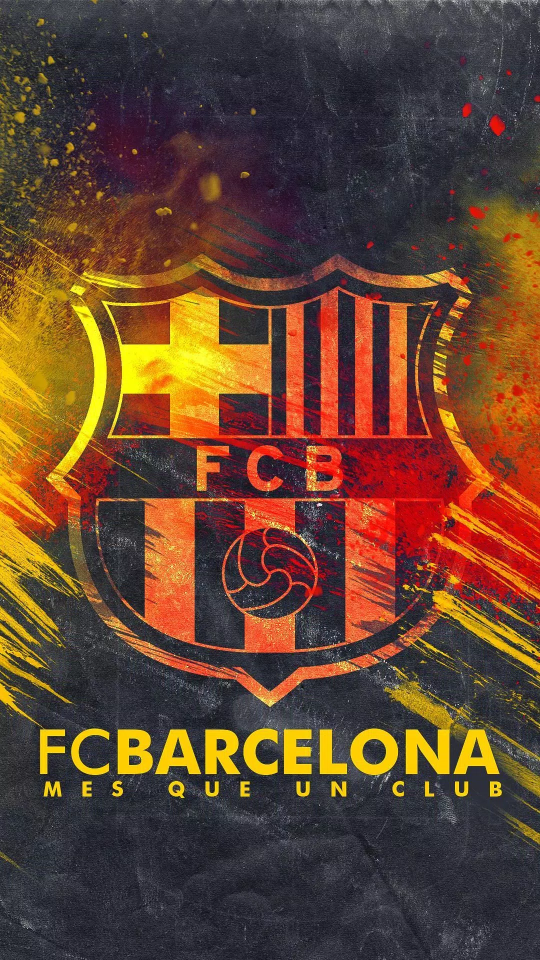 FC Barcelona, Més que un club, Wappen, Farbexplosion, Grunge, Android-Hintergrundbild