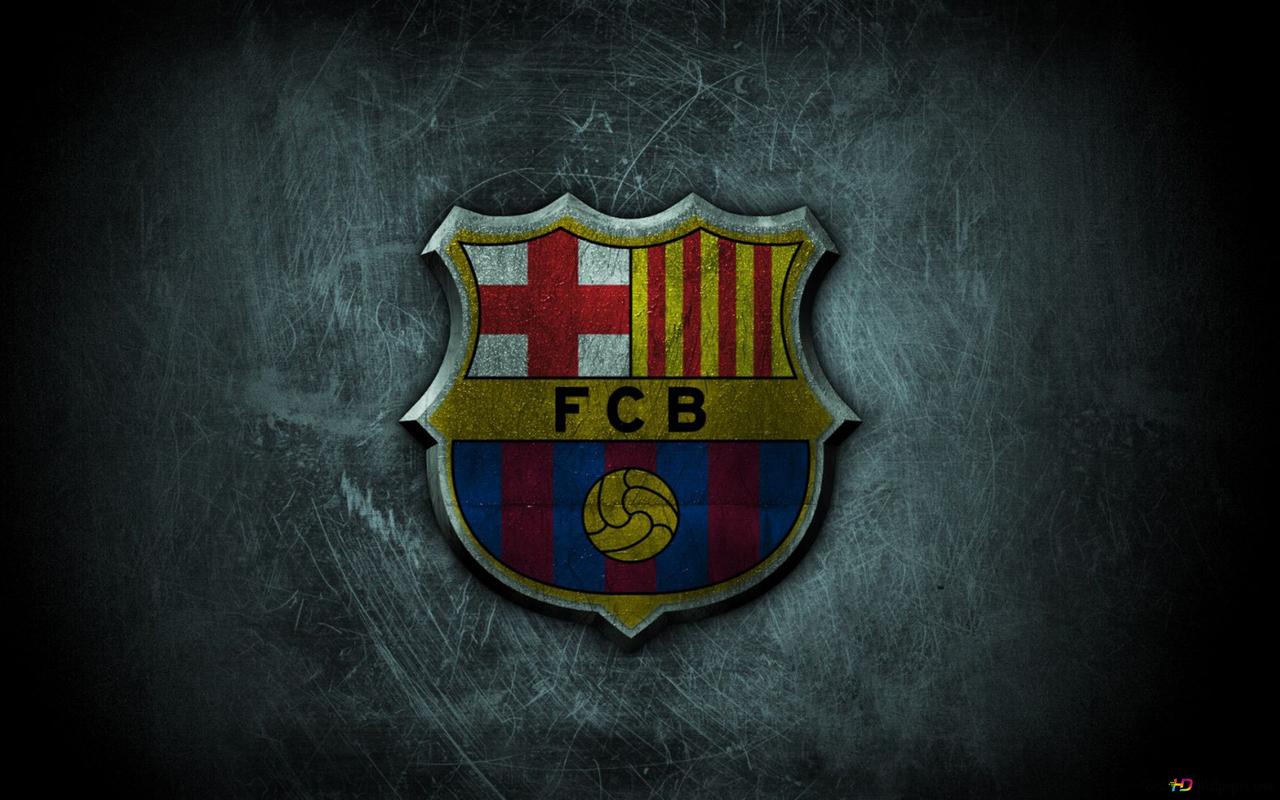 FC Barcelona, Vereinswappen, Metall-Textur, Dunkelgrau, HD, Hintergrund für den Desktop