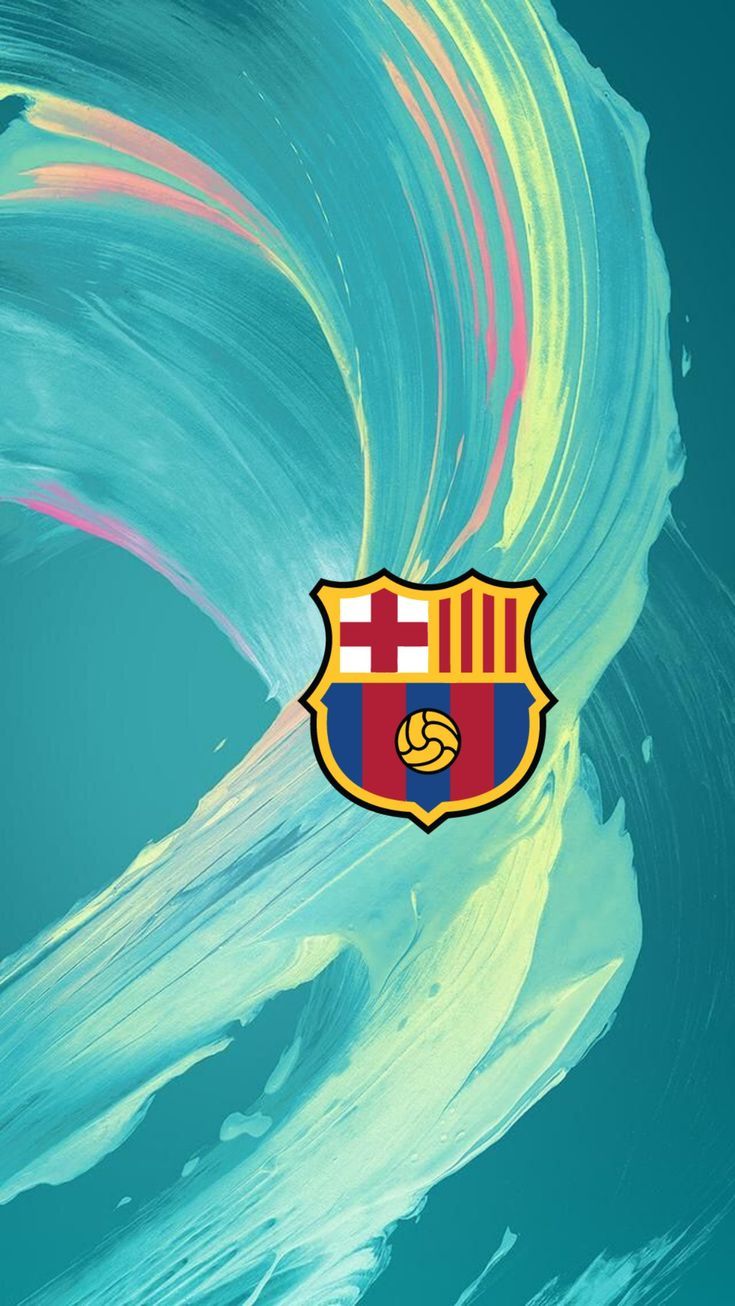 FC Barcelona, Logo, Abstrakte Wellen, Türkis, Pastell, HD, Handy-Hintergrund im Hochformat