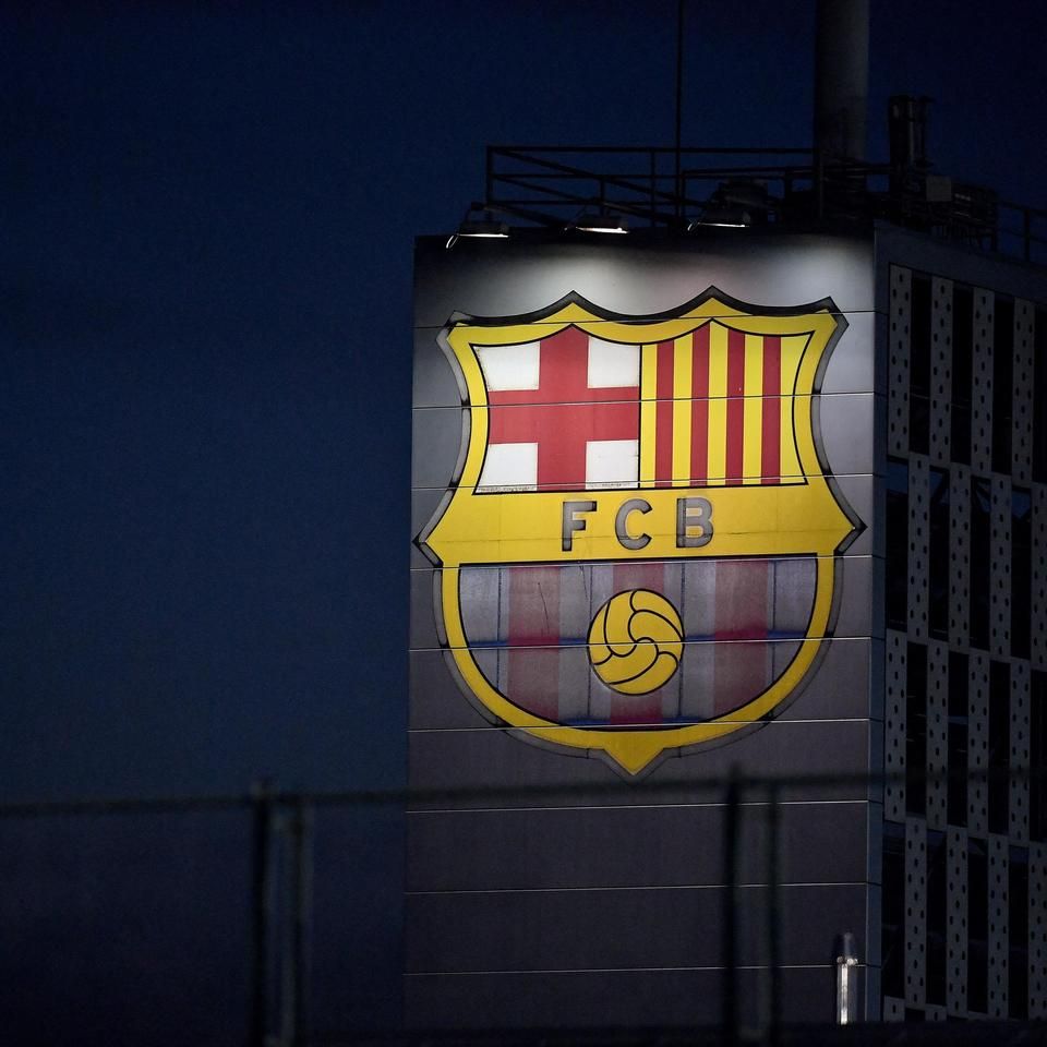 Camp Nou, FC Barcelona, Wappen, Fassade, Nacht, Hintergrundbild für iPad und Tablet