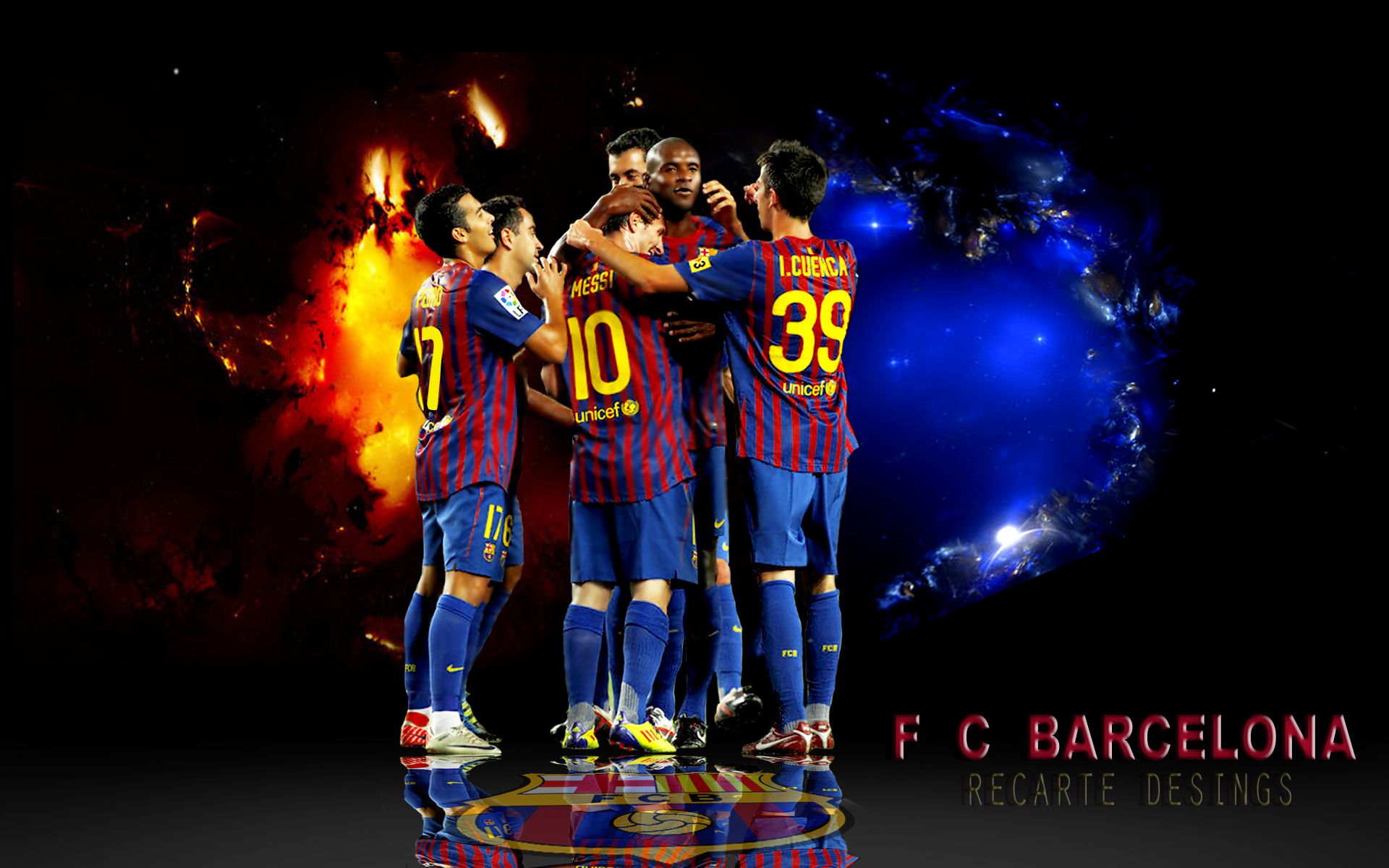 Lionel Messi, FC Barcelona, Spieler, Feuer und Eis, Torjubel, Full HD, PC-Hintergrundbild