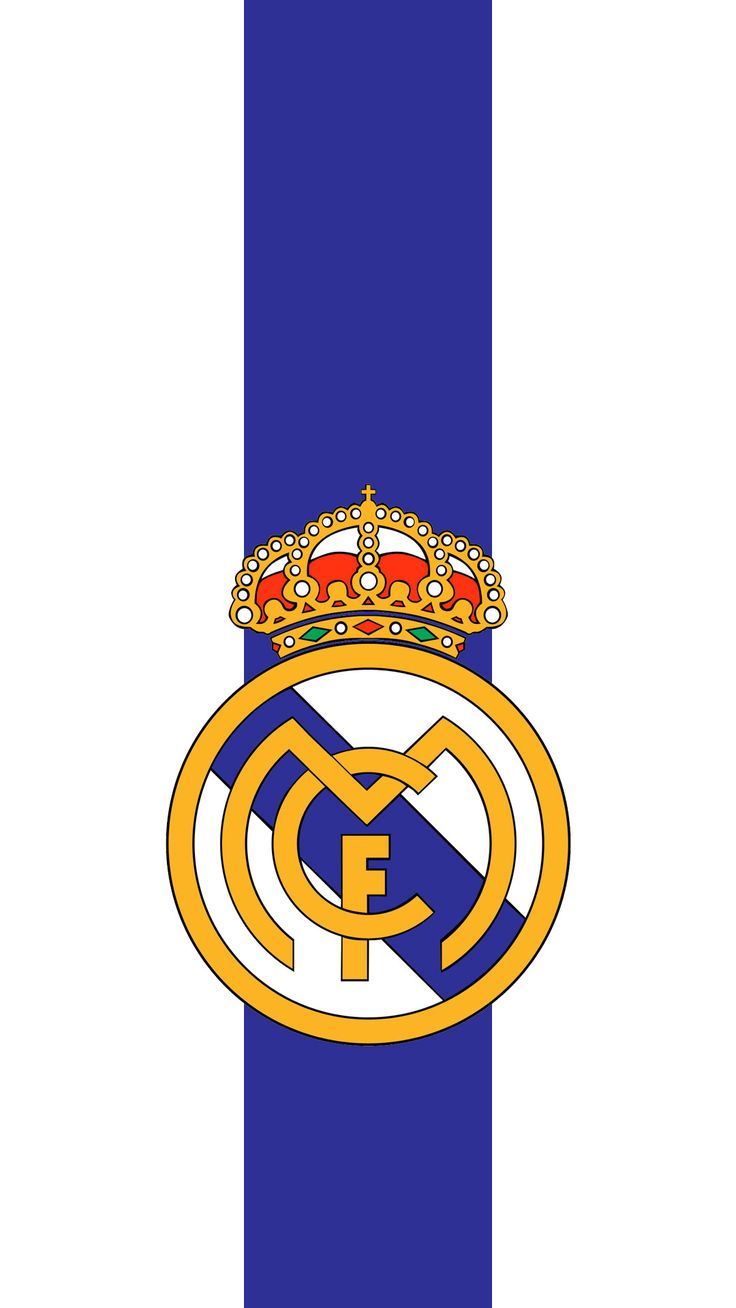 Real Madrid, Wappen, Blauer Streifen, Weißer Hintergrund, Minimalistisch, Sperrbildschirm fürs iPhone
