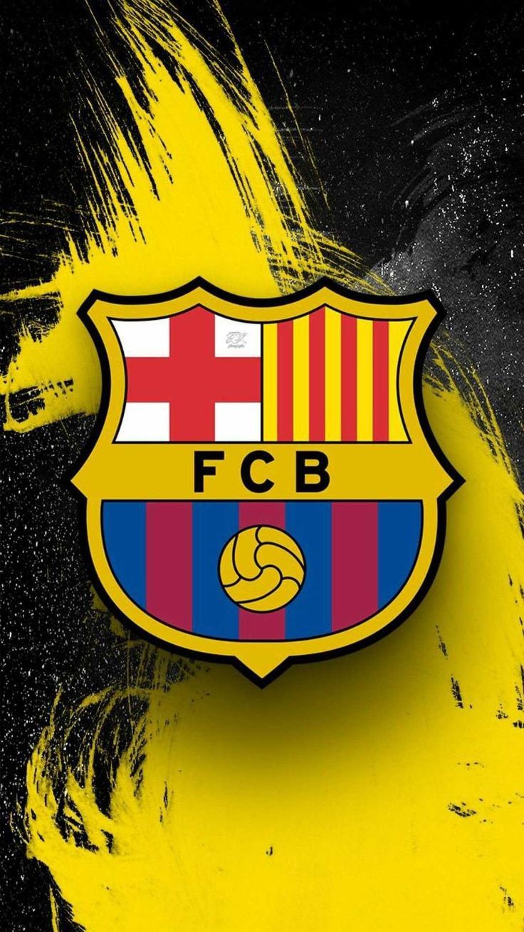 FC Barcelona, Wappen, Gelbe Pinselstriche, Schwarz-Gelb, HD, iPhone-Hintergrundbild