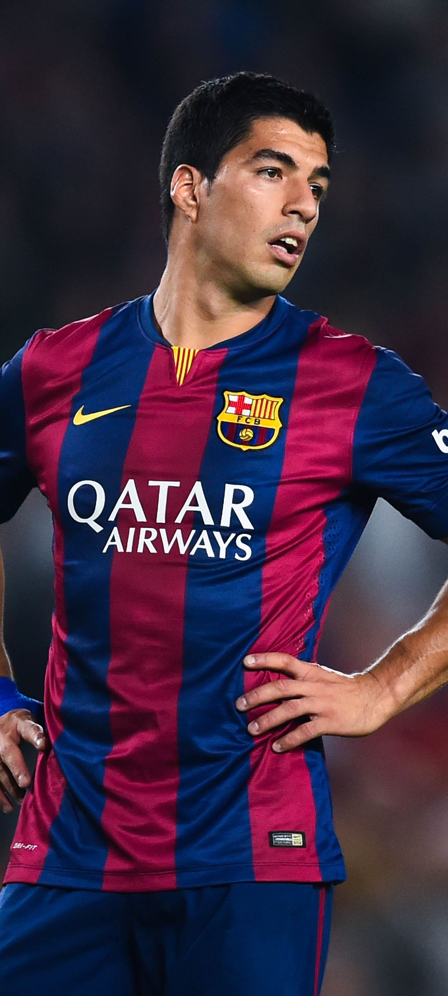 Luis Suárez, FC Barcelona, Qatar Airways, Trikot, Porträt, QHD+, Handy-Hintergrundbild