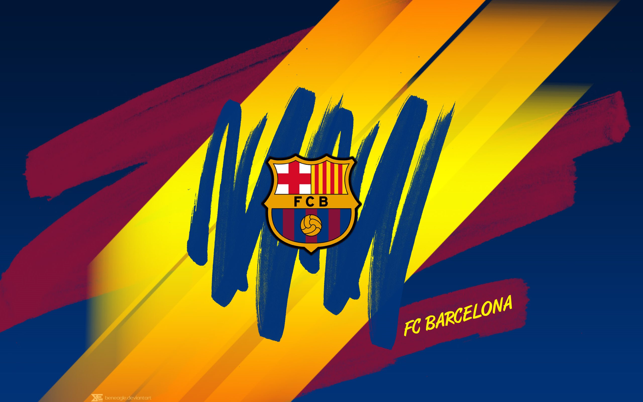 FC Barcelona, Logo, Pinselstriche, Blau-Gelb, Abstrakt, 16:10, 2K-Hintergrundbild für den Desktop