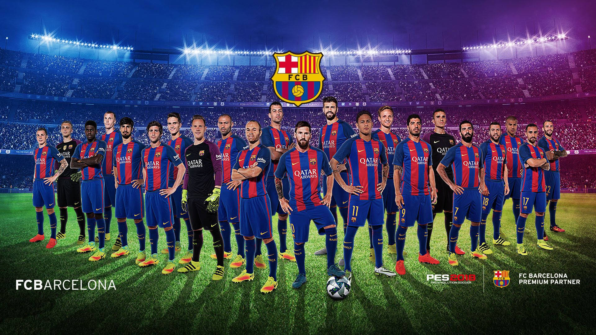 FC Barcelona, Mannschaftsfoto, Kader, Stadion, Rasen, 16:9, Full-HD-Hintergrundbild für den Desktop