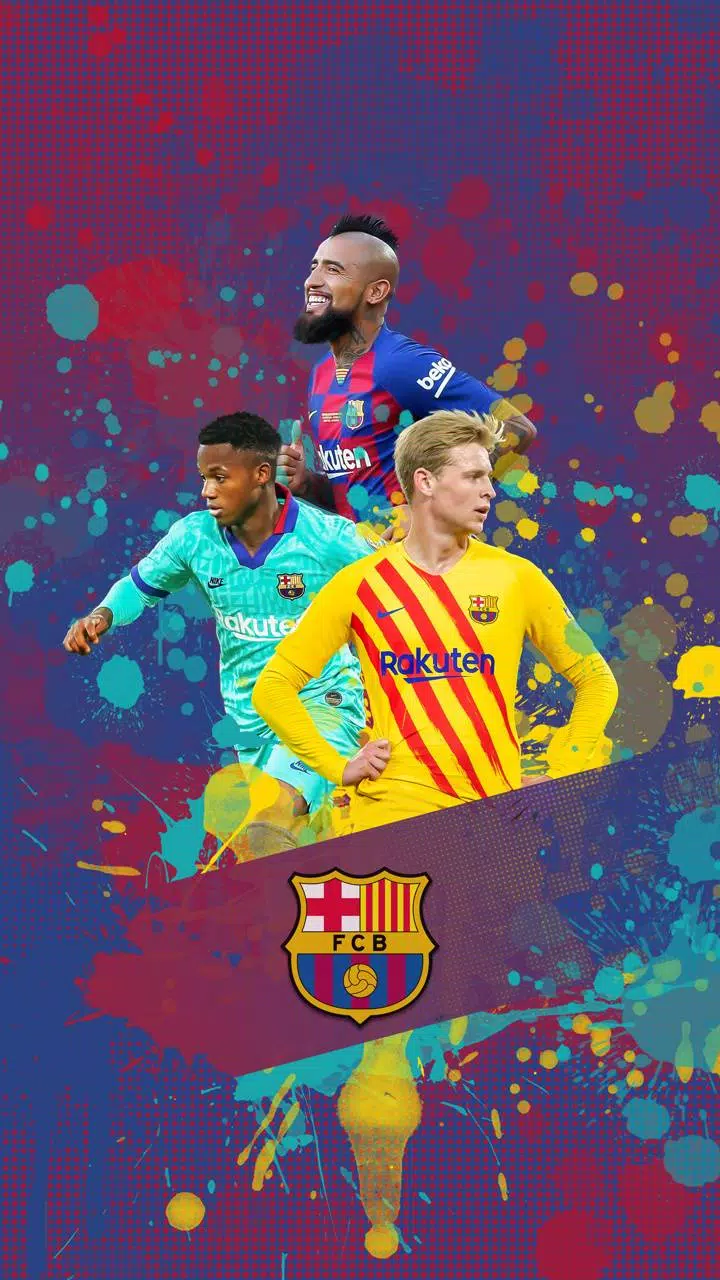 FC Barcelona, Spieler, Farbspritzer, Collage, Bunt, HD, Handy-Hintergrund im Hochformat