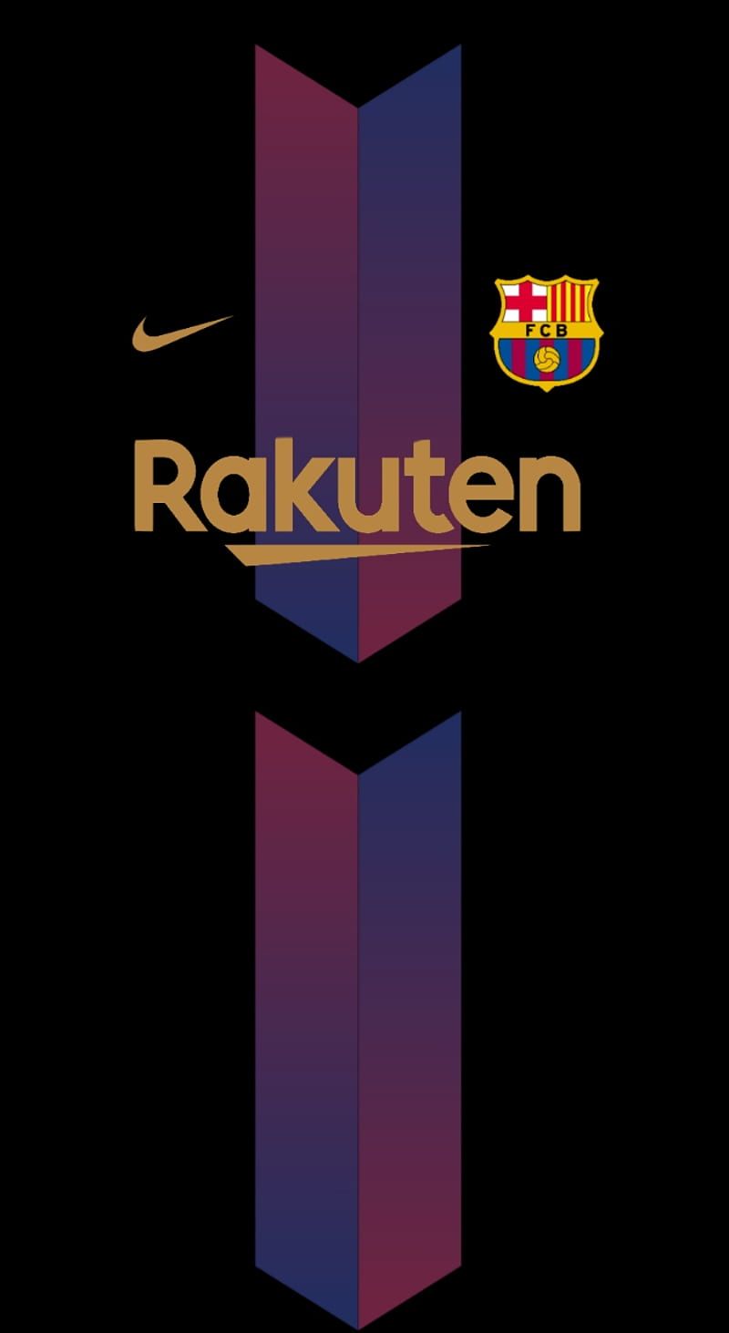 FC Barcelona, Rakuten, Nike, Trikotdesign, Schwarz, Hintergrundbild für iPhone und Android