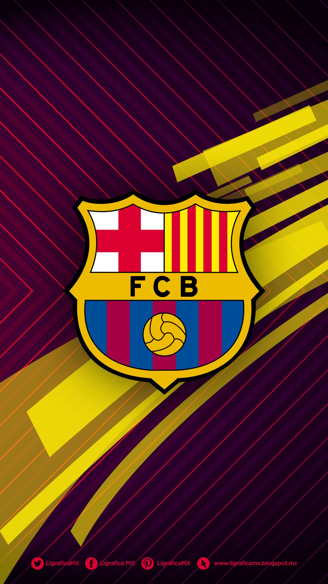 FC Barcelona, Logo, Lila, Gelbe Streifen, Grafikdesign, Full HD, Handy-Hintergrund im Hochformat