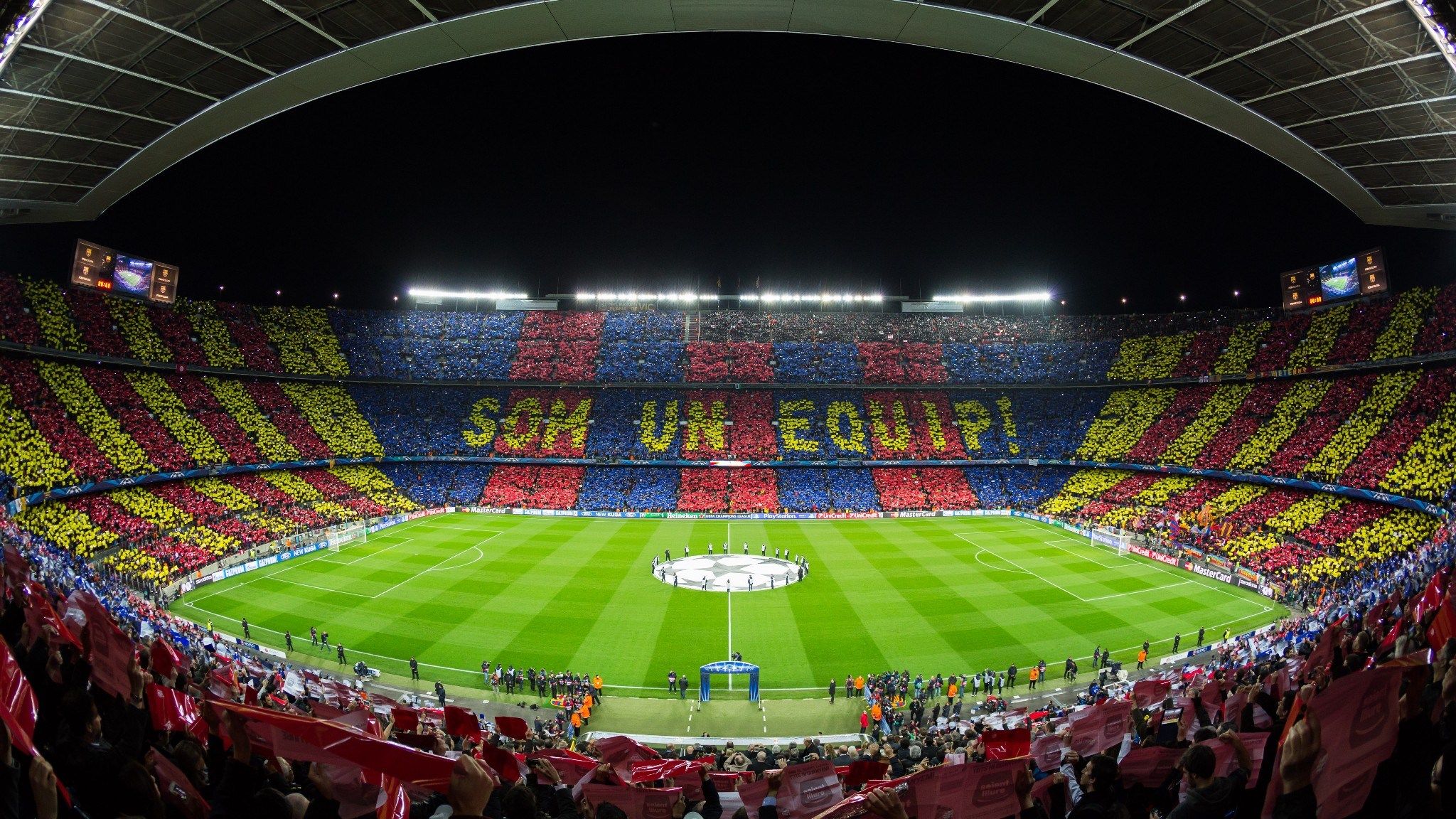Camp Nou, FC Barcelona, Fan-Choreografie, Stadion, Flutlicht, Full-HD-Hintergrundbild für PC
