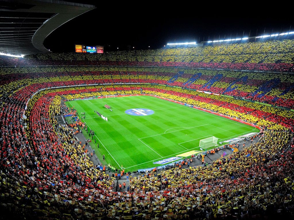 Camp Nou, FC Barcelona, Stadion, Fan-Choreografie, Nacht, Hintergrundbild fürs iPad