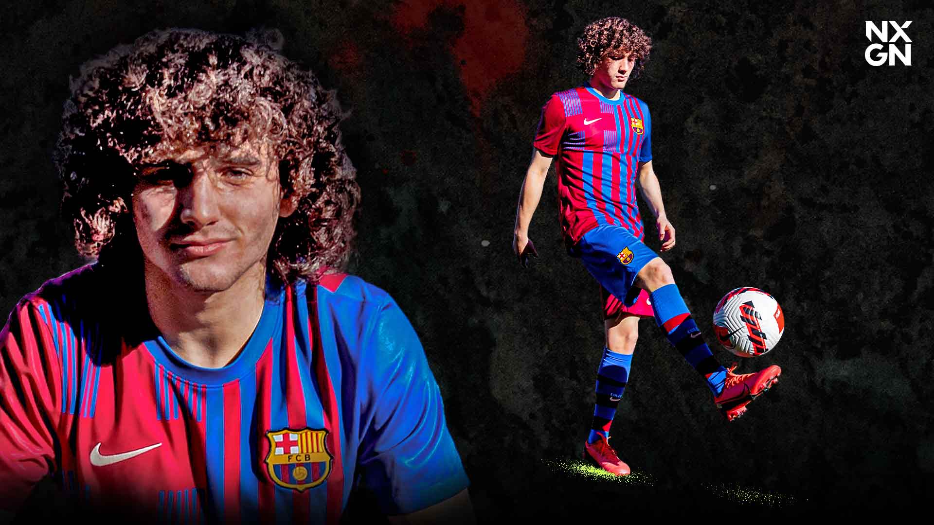 Carles Puyol, FC Barcelona, Locken, Ball, Collage, Full HD 1080p, Desktop-Hintergrundbild