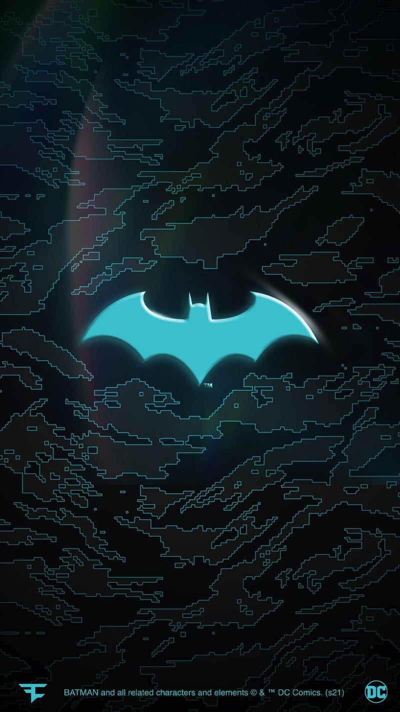 Batman, Fledermaus-Logo, Türkis, Camouflage, DC, Hochformat, Hintergrundbild fürs Smartphone