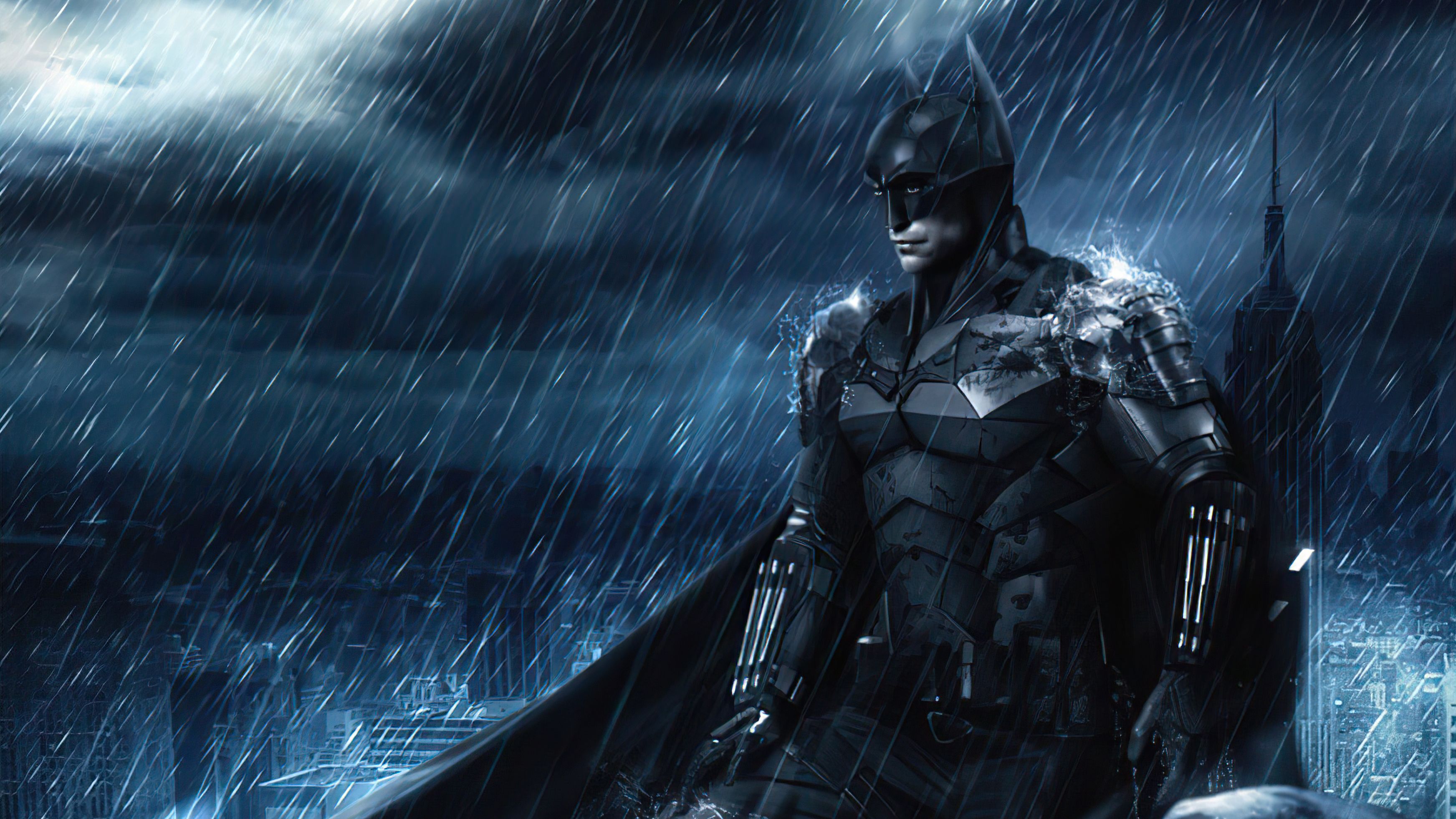 Batman: Arkham Knight, Batman, Regen, Gotham City, Batsuit, 2K, Breitbild-Hintergrundbild