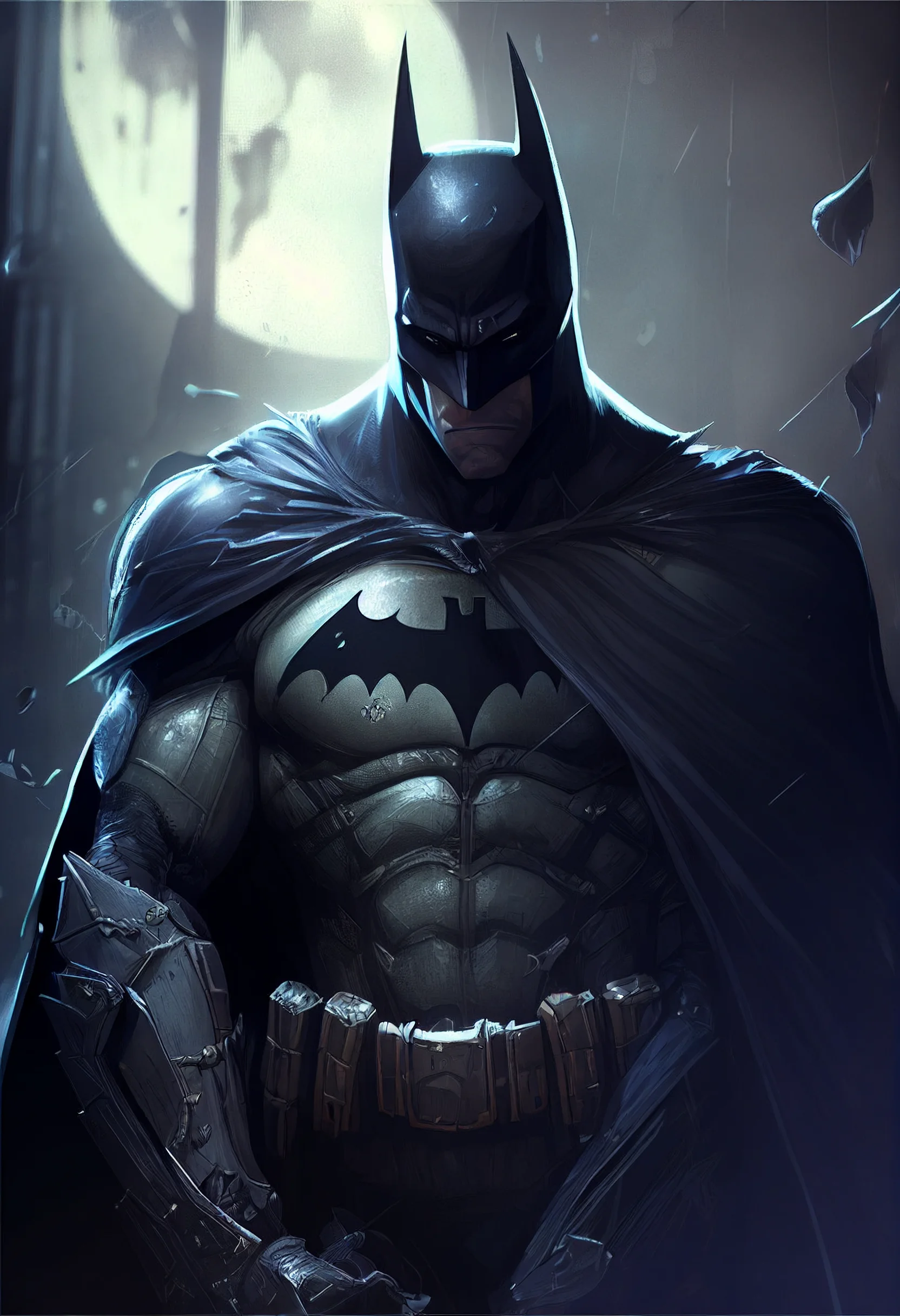 Batman, Vollmond, Umhang, Gotham City, Nacht, QHD+, iPad-Hintergrundbild