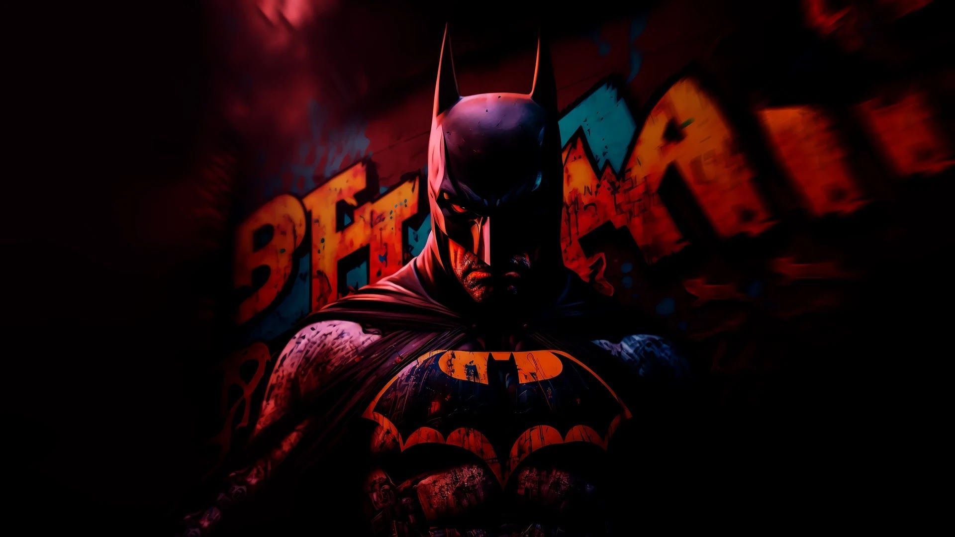 Batman, Graffiti, Rot, Street Art, Dunkel, 1920x1080, Full-HD-Hintergrundbild für PC