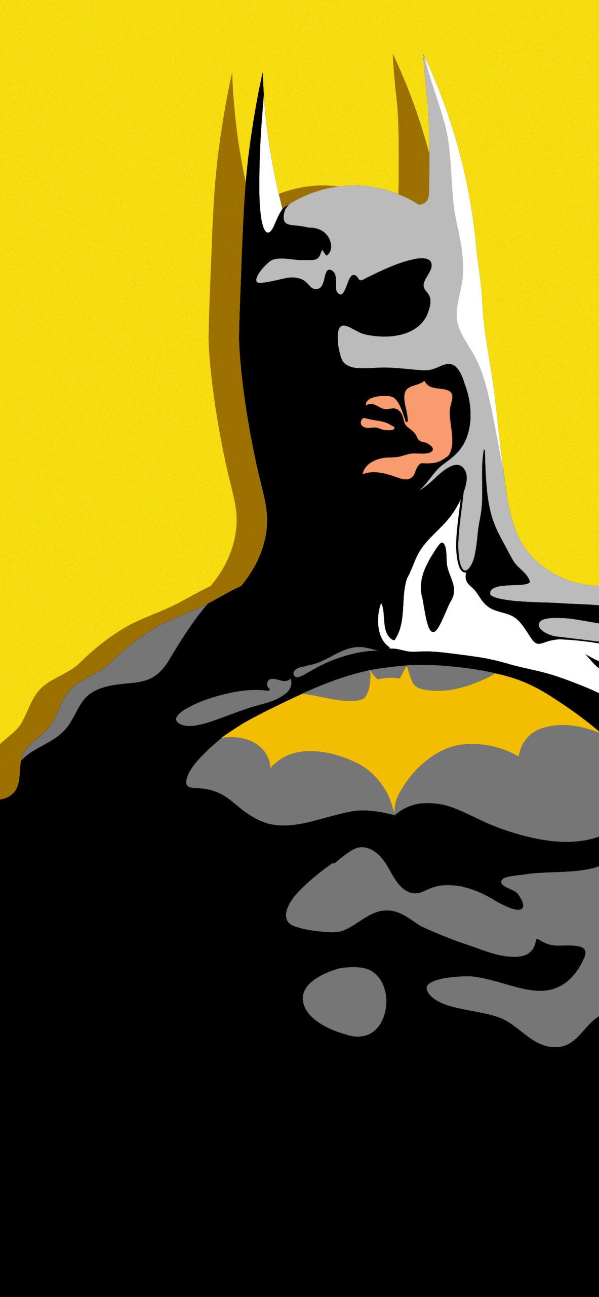 Batman, Pop Art, Gelber Hintergrund, Minimalismus, Illustration, Sperrbildschirm fürs iPhone