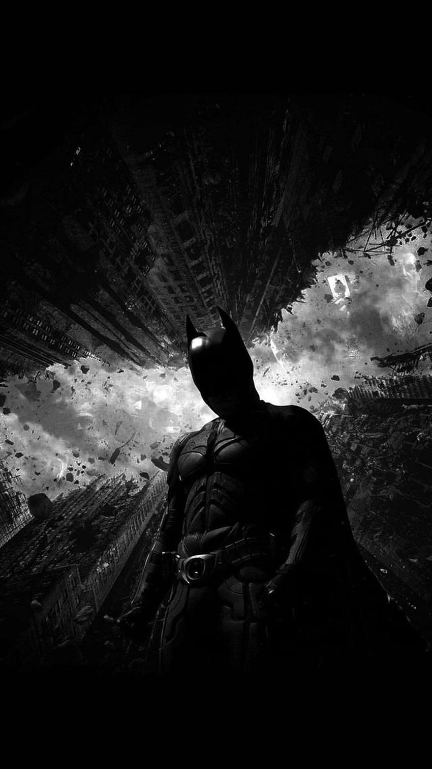 Batman, The Dark Knight, Fledermaus-Logo, Schwarz-Weiß, Silhouette, Android-Hintergrundbild