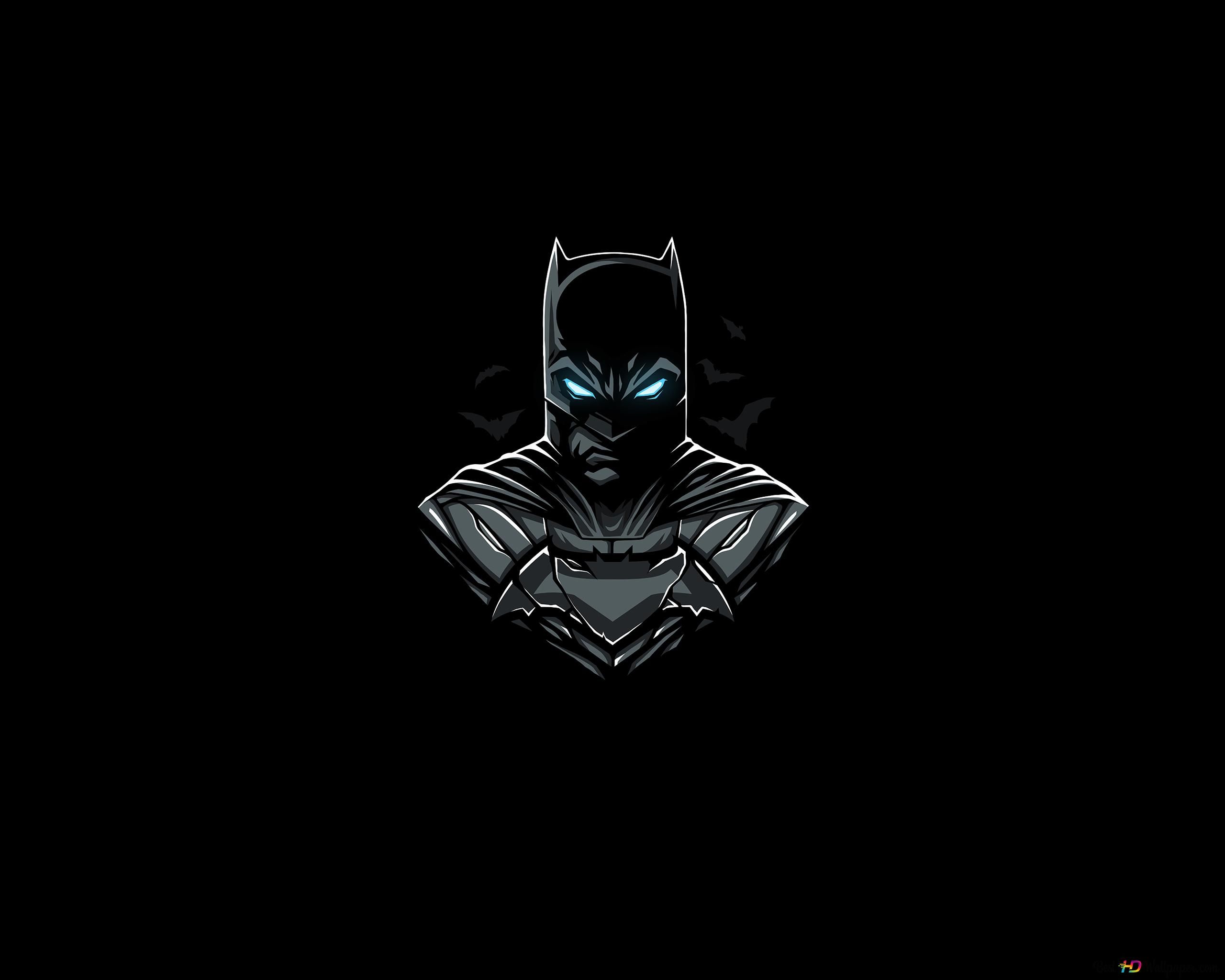 Batman, Leuchtende Augen, Schwarzer Hintergrund, Illustration, Minimalismus, 2K Wallpaper
