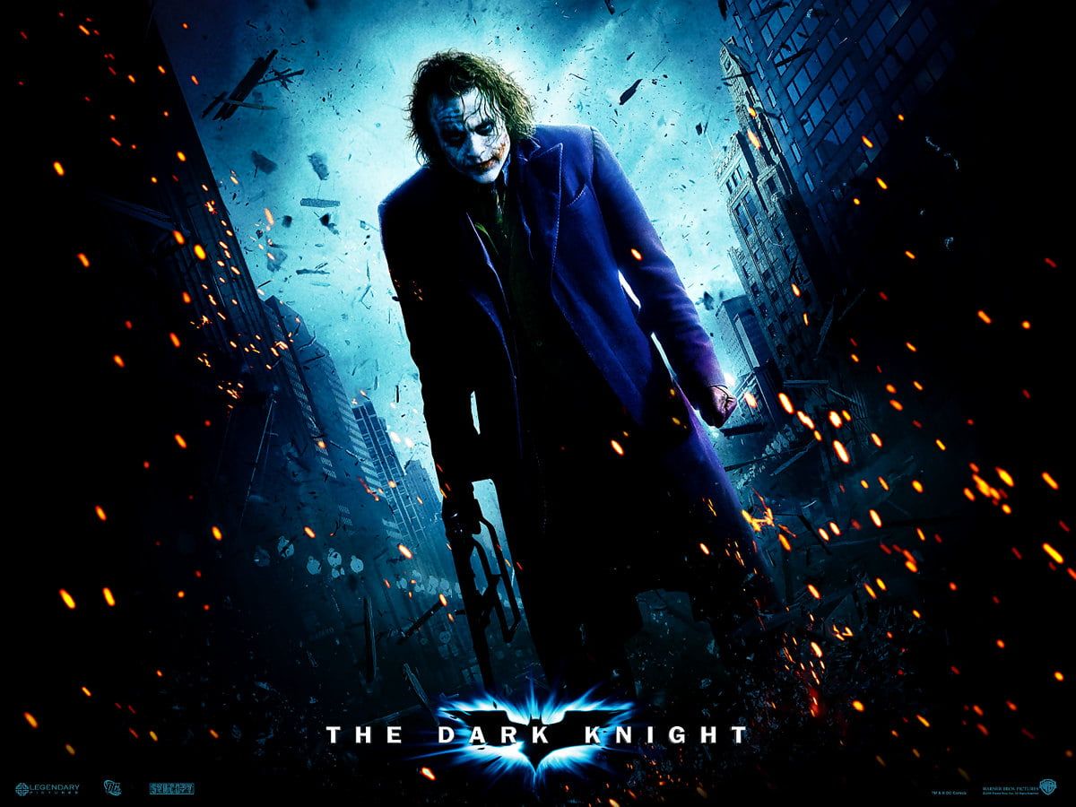 The Dark Knight, Joker, Heath Ledger, Filmposter, Feuer, Hintergrundbild fürs Tablet