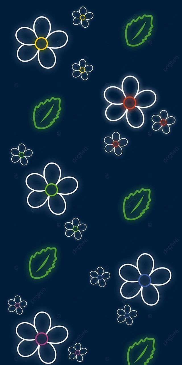 Blumen, Blätter, Muster, Dunkelblau, Linienkunst, Hintergrundbild für iPhone und Android