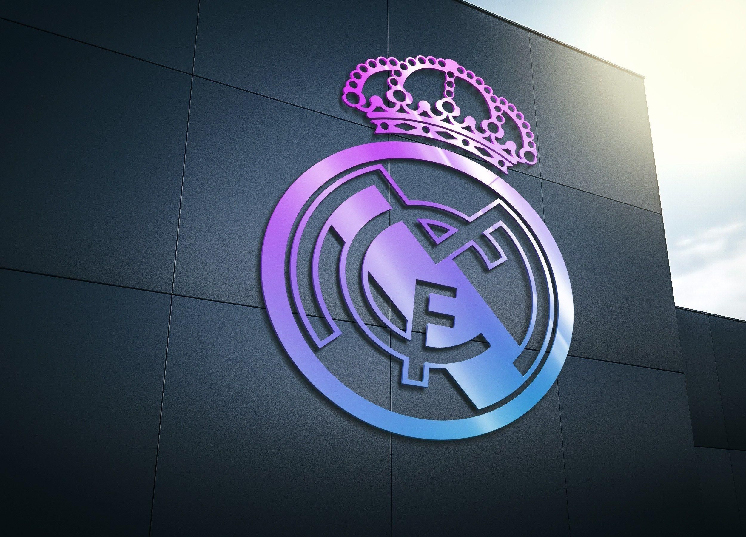 Real Madrid, Wappen, Holografisch, Gebäudefassade, Sonnenlicht, Full HD, Windows-Hintergrundbild