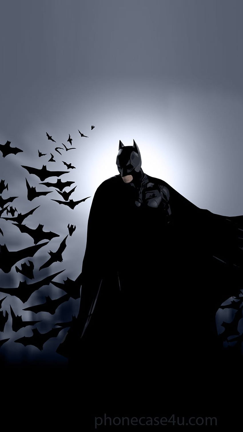 Batman, Fledermäuse, Silhouette, Mondlicht, Grau, HD, Hintergrundbild fürs Handy