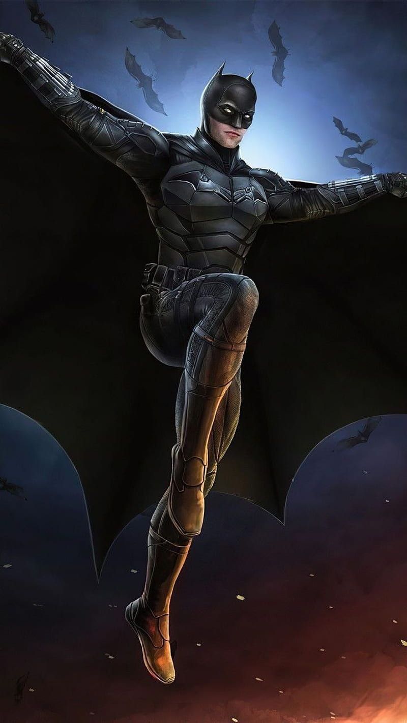 Batman, Sprung, Umhang, Nachthimmel, Fledermäuse, HD, Hintergrundbild fürs Handy