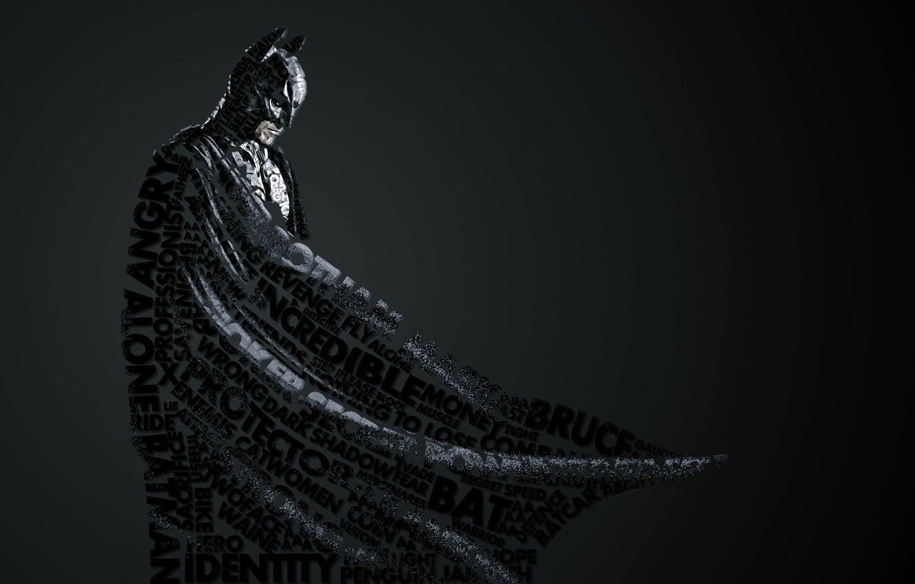 Batman, Typografie, Wortkunst, Umhang, Dunkel, HD, Hintergrund für den Desktop